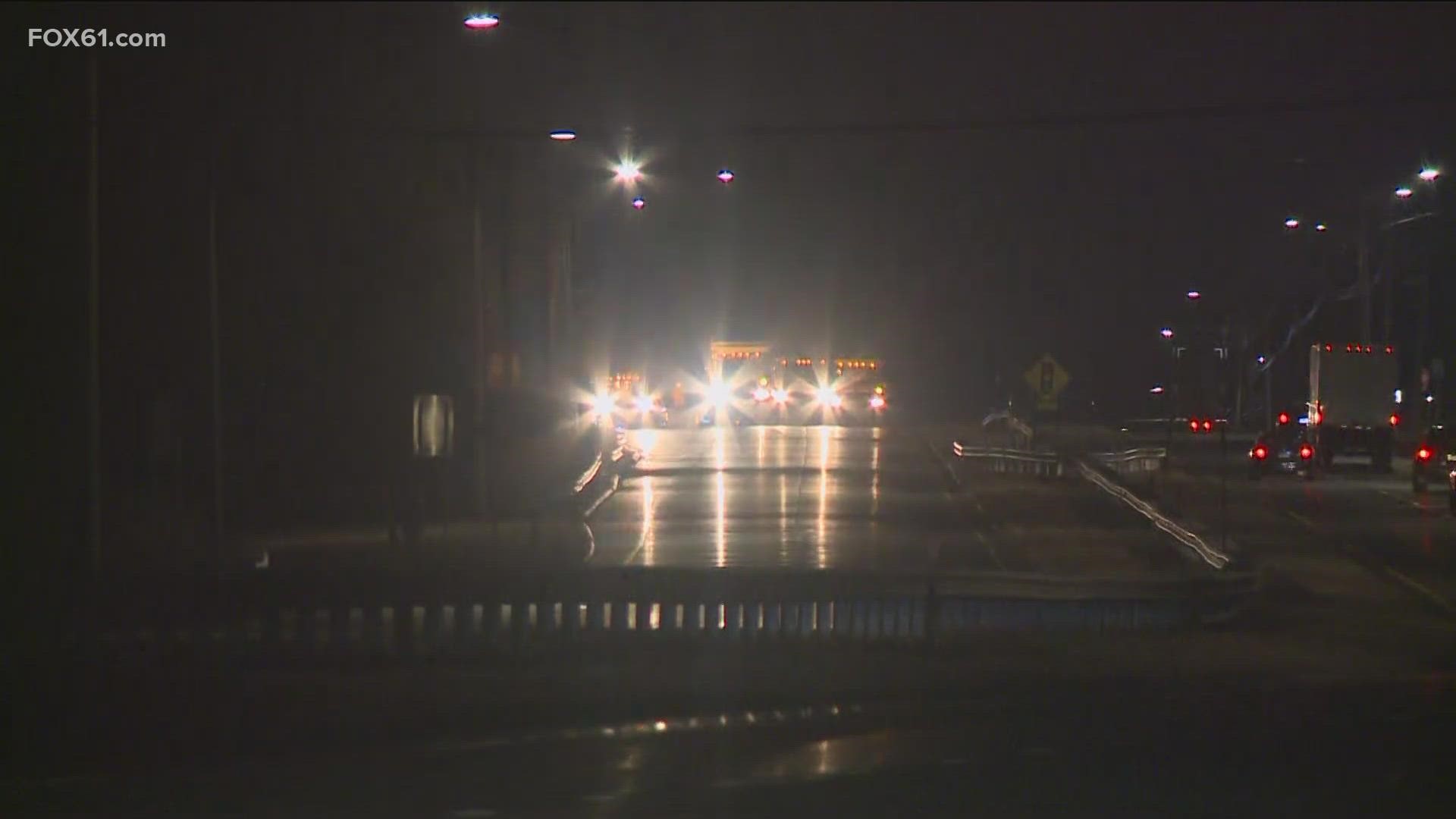 Berlin Turnpike is blocked off as police investigate the pedestrian crash.