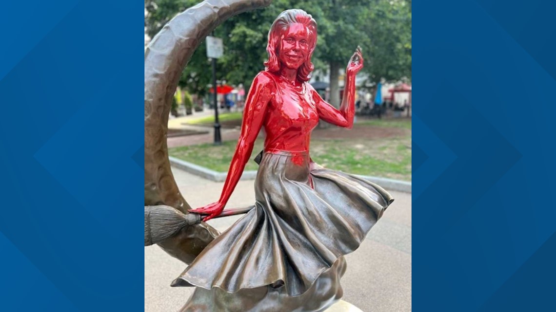 'Bewitched' statue in Salem, Mass. vandalized with red paint