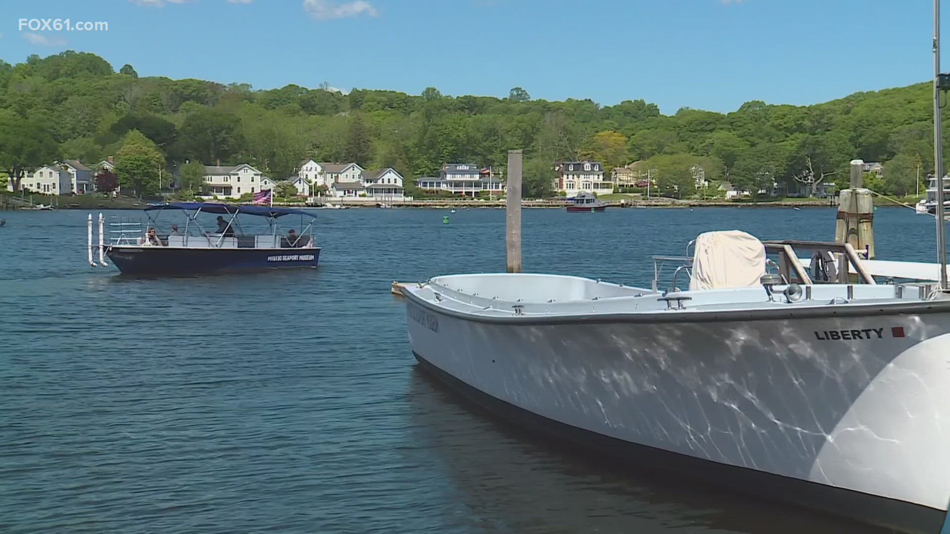 The Mystic Seaport Express is a 17-passenger boat that will ferry guests from the drawbridge area in downtown Mystic to the Mystic Seaport Museum grounds