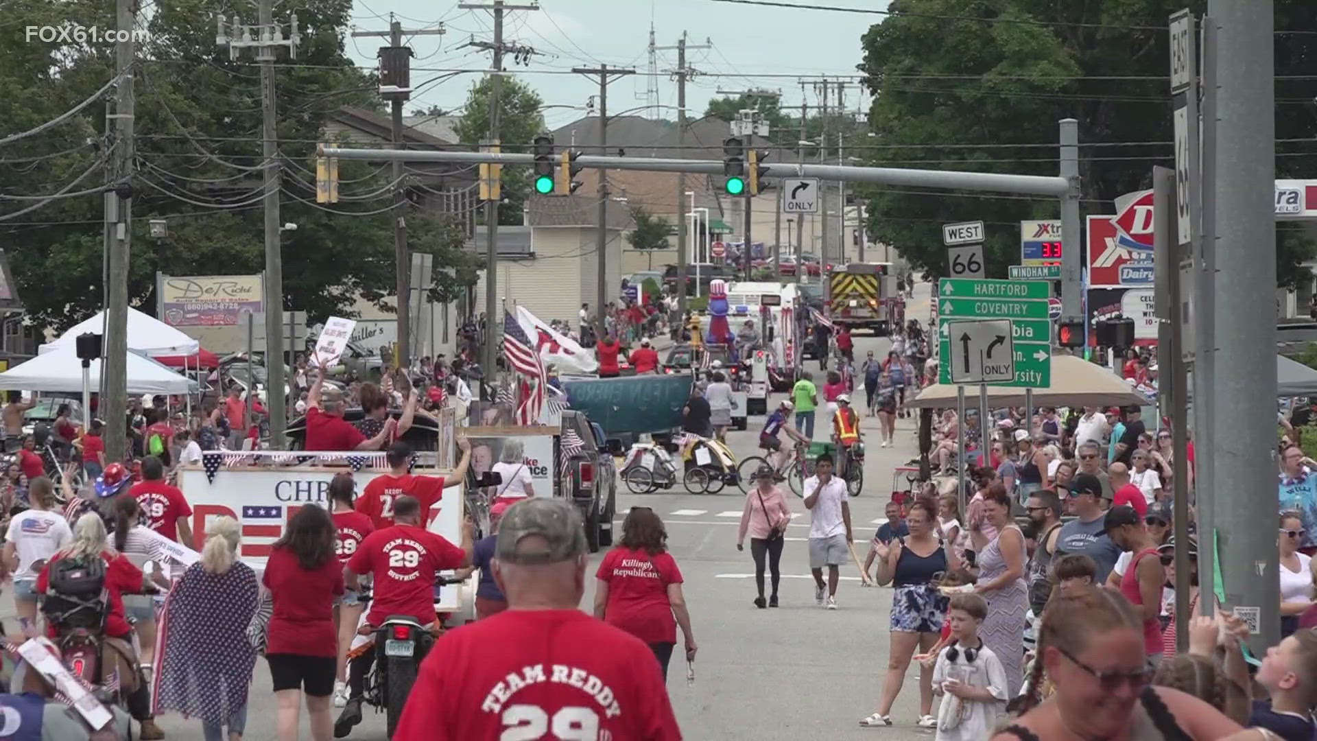 The parade began in 1986 after no marching bands were available for Memorial Day. That July 4, a local radio station played marching band music as thousands marched.
