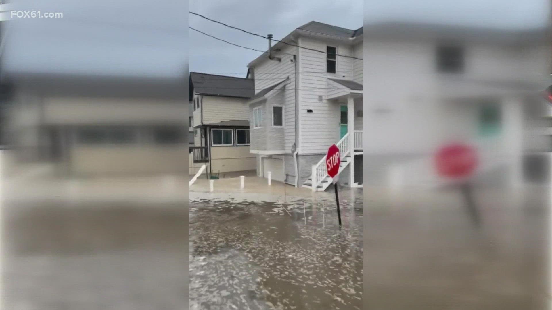 A group of women vacationing in Niantic had to be rescued Public Works crews from the flooding. The water came up to at least over their knees, one woman said.