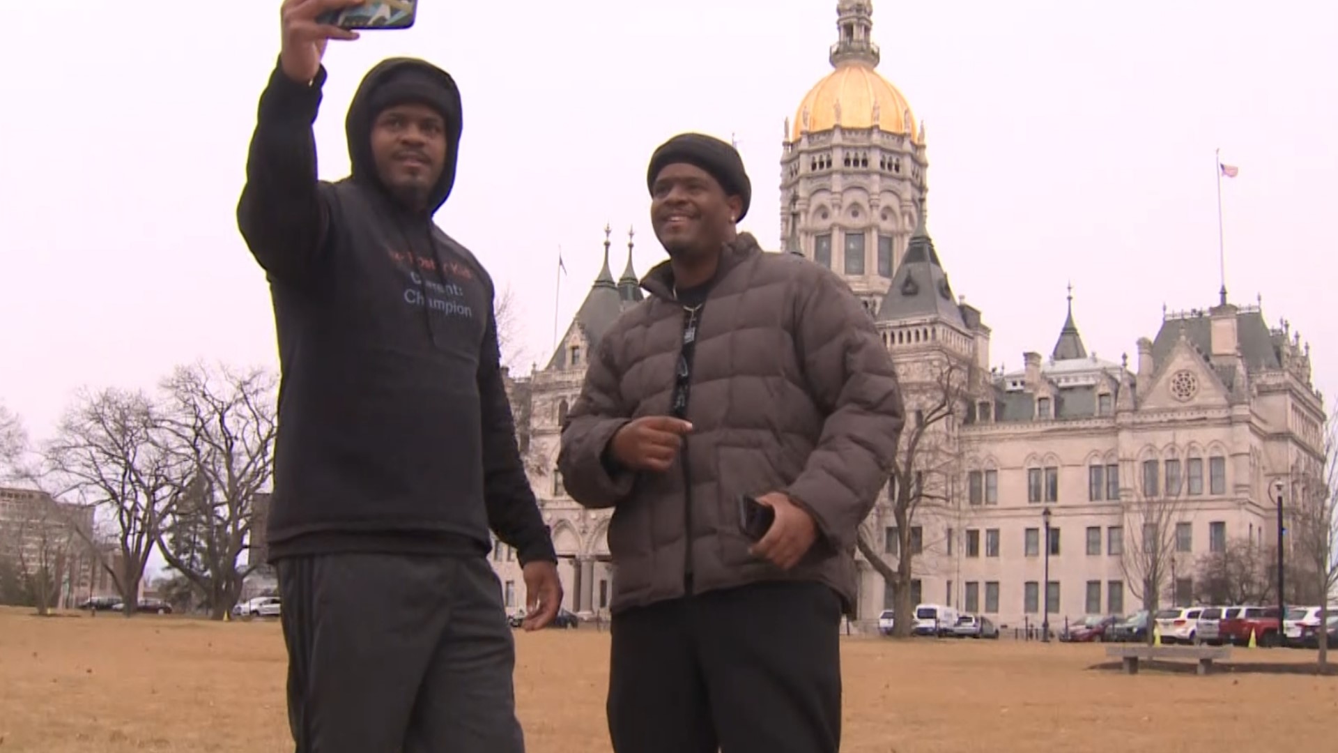 South Carolina twins Davon and Tavon Woods came to Connecticut to walk from Berlin to the Capitol building in Hartford to raise awareness of the foster care system.