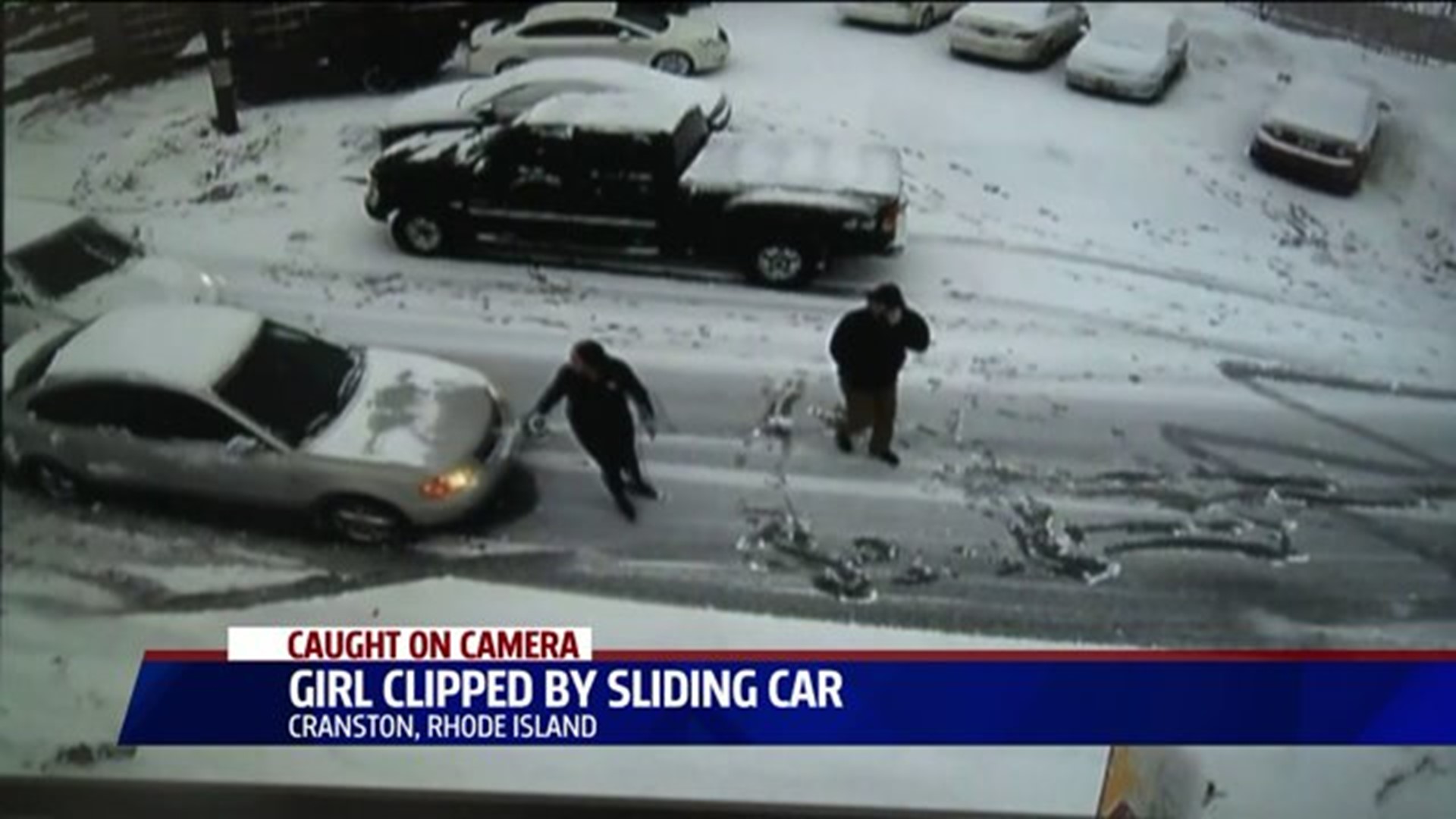 Girl almost hit by car in snowy Rhode Island crash