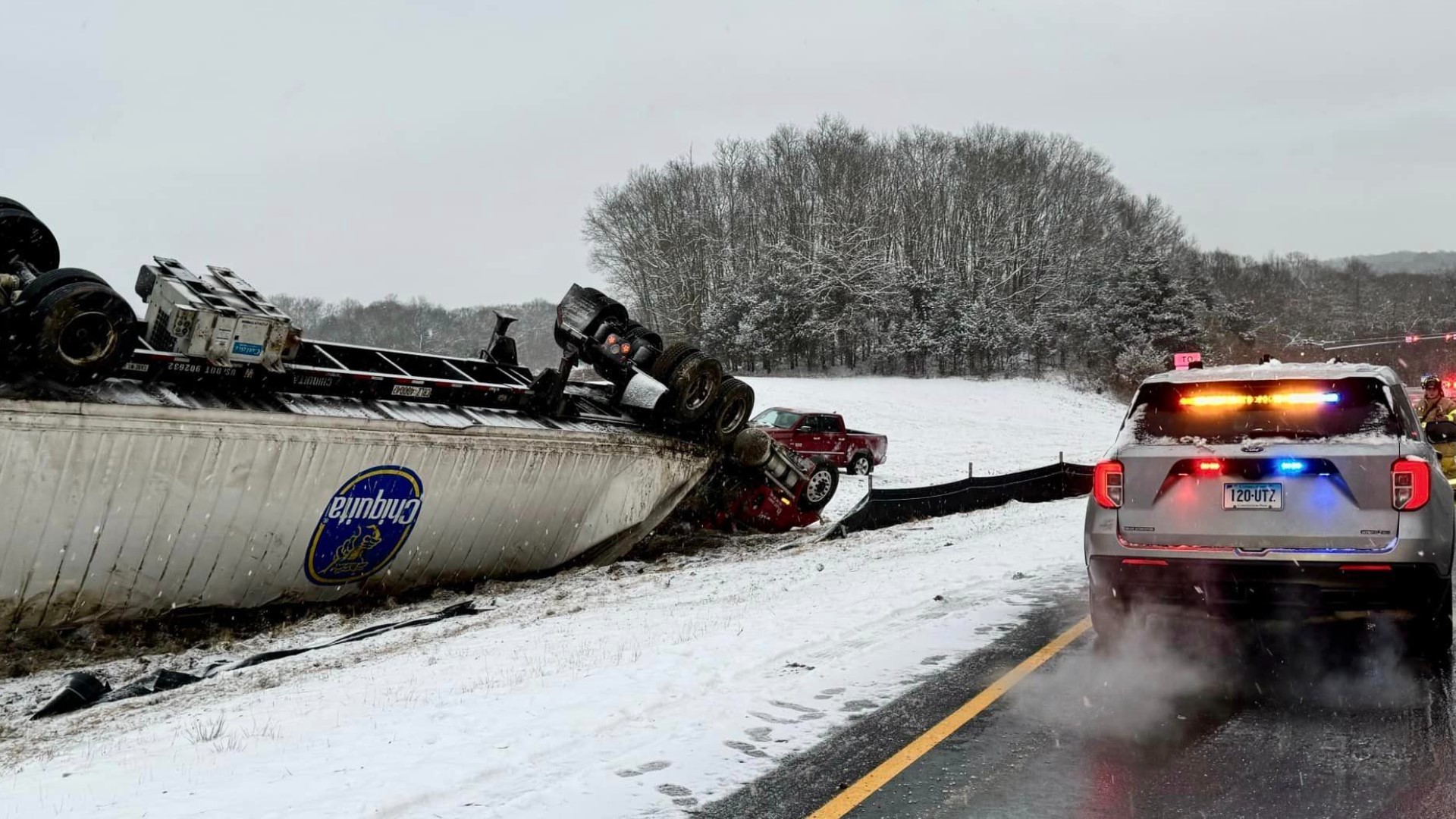 The snow, expected to last into Tuesday afternoon, is expected to cause a slippery evening commute for many.