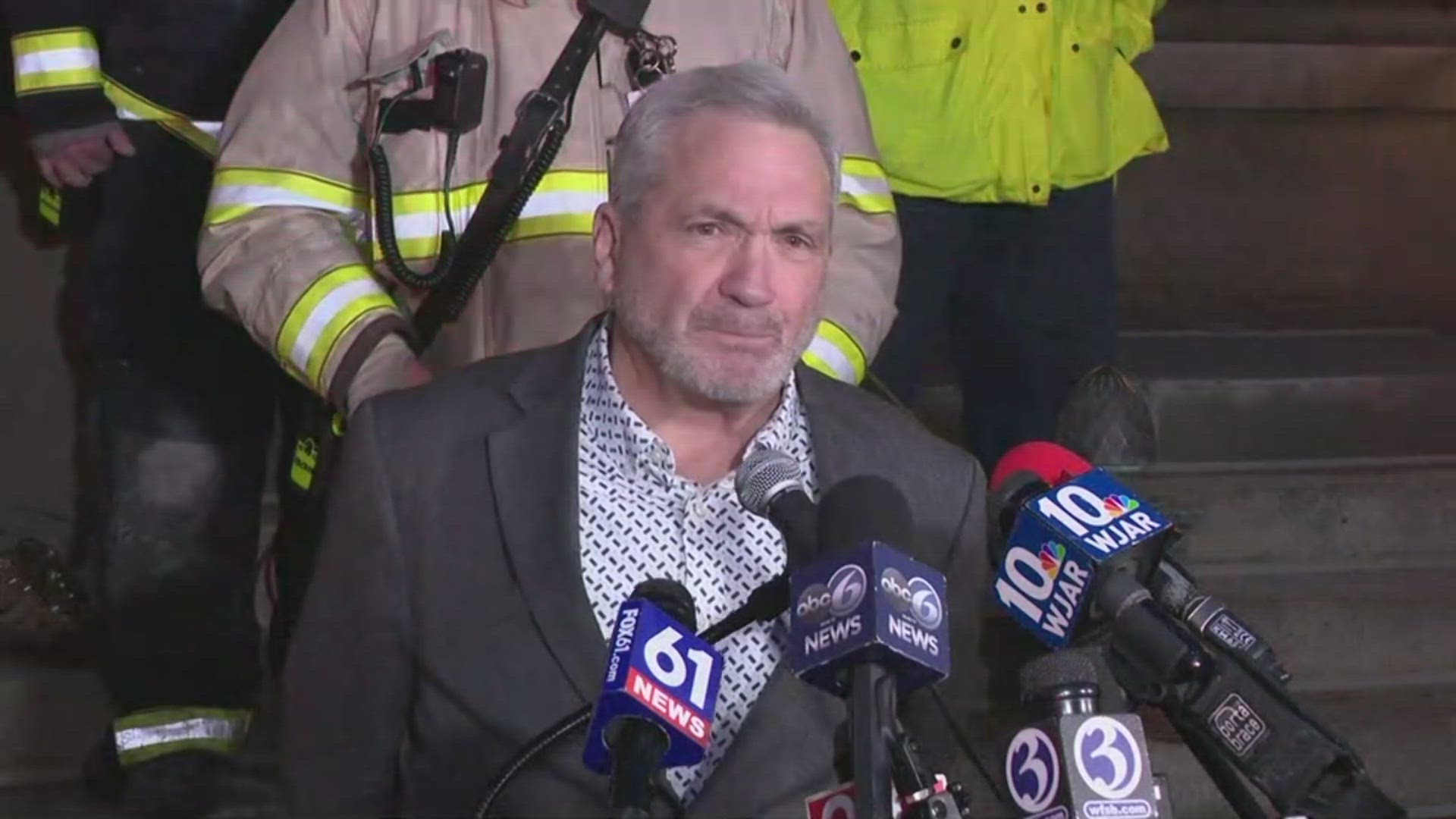 New London Mayor Michael Passero gave an update after the roof of a historic church in his city collapsed.