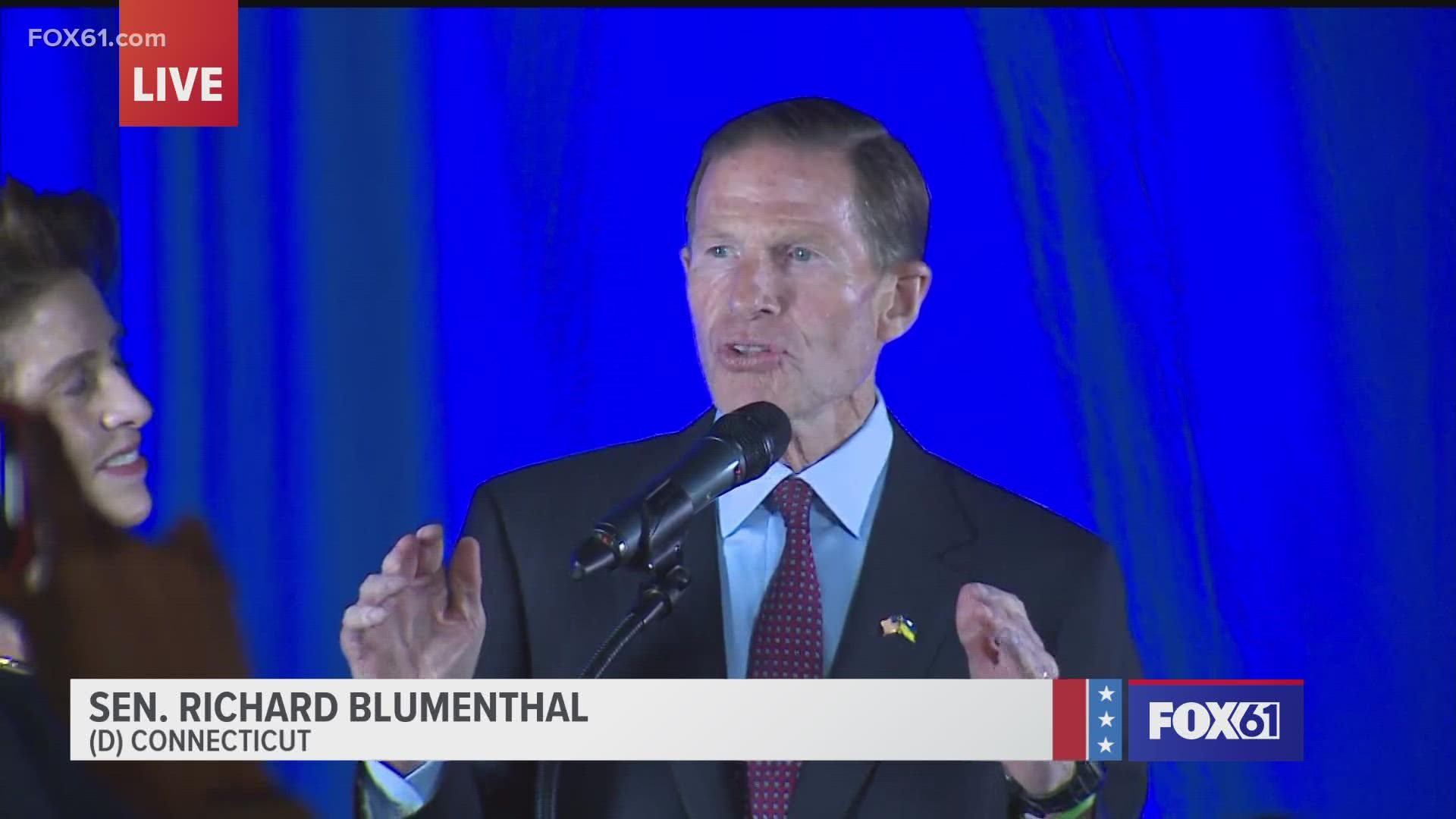 Blumenthal says he'll continue to fight for those in Connecticut who did and did not vote for him.