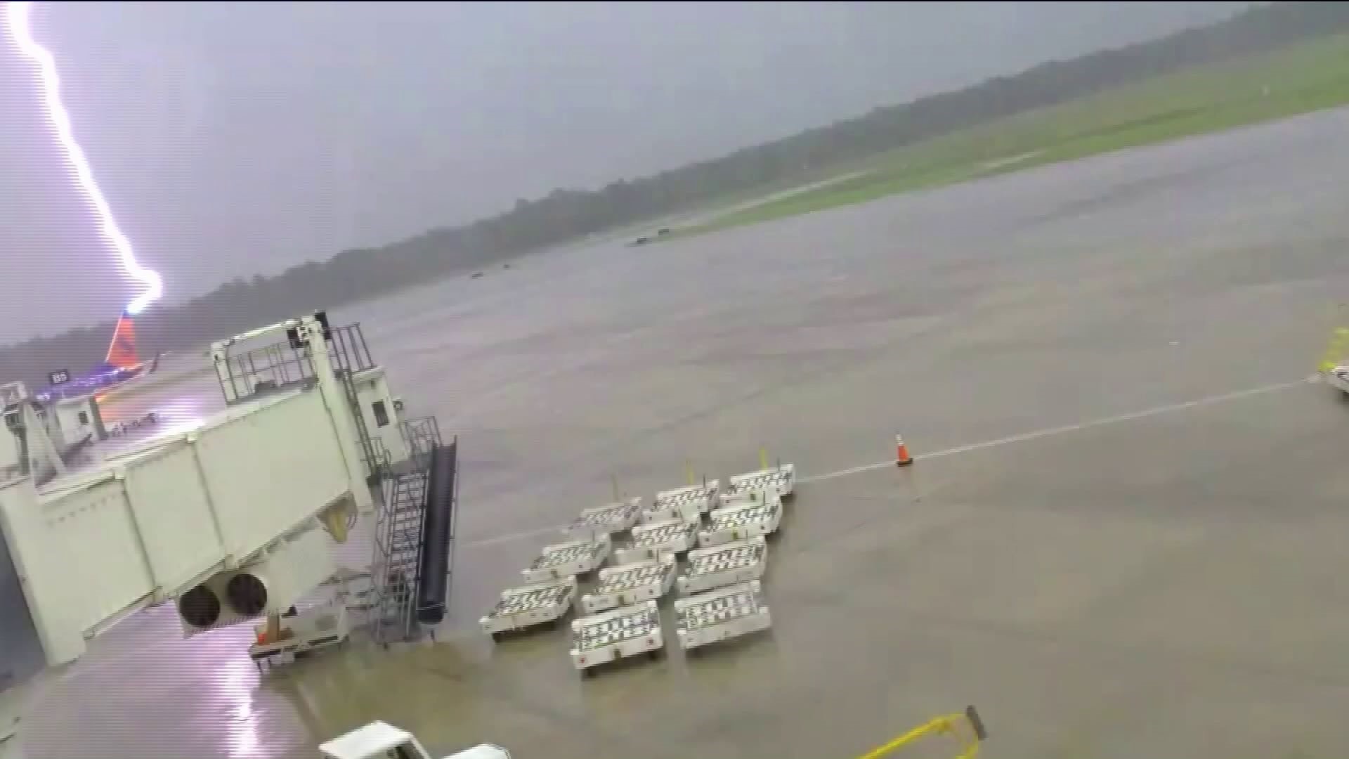 Lightning strikes airport worker