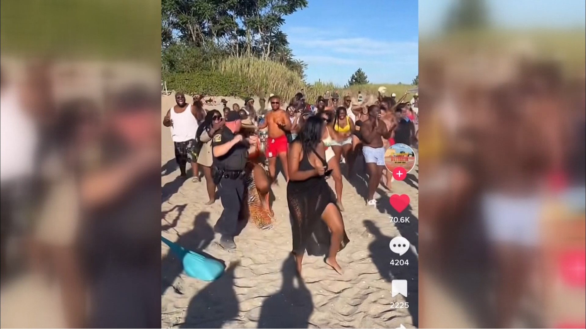 Dozens of police were called to Hammonsaset Beach over a party being held.