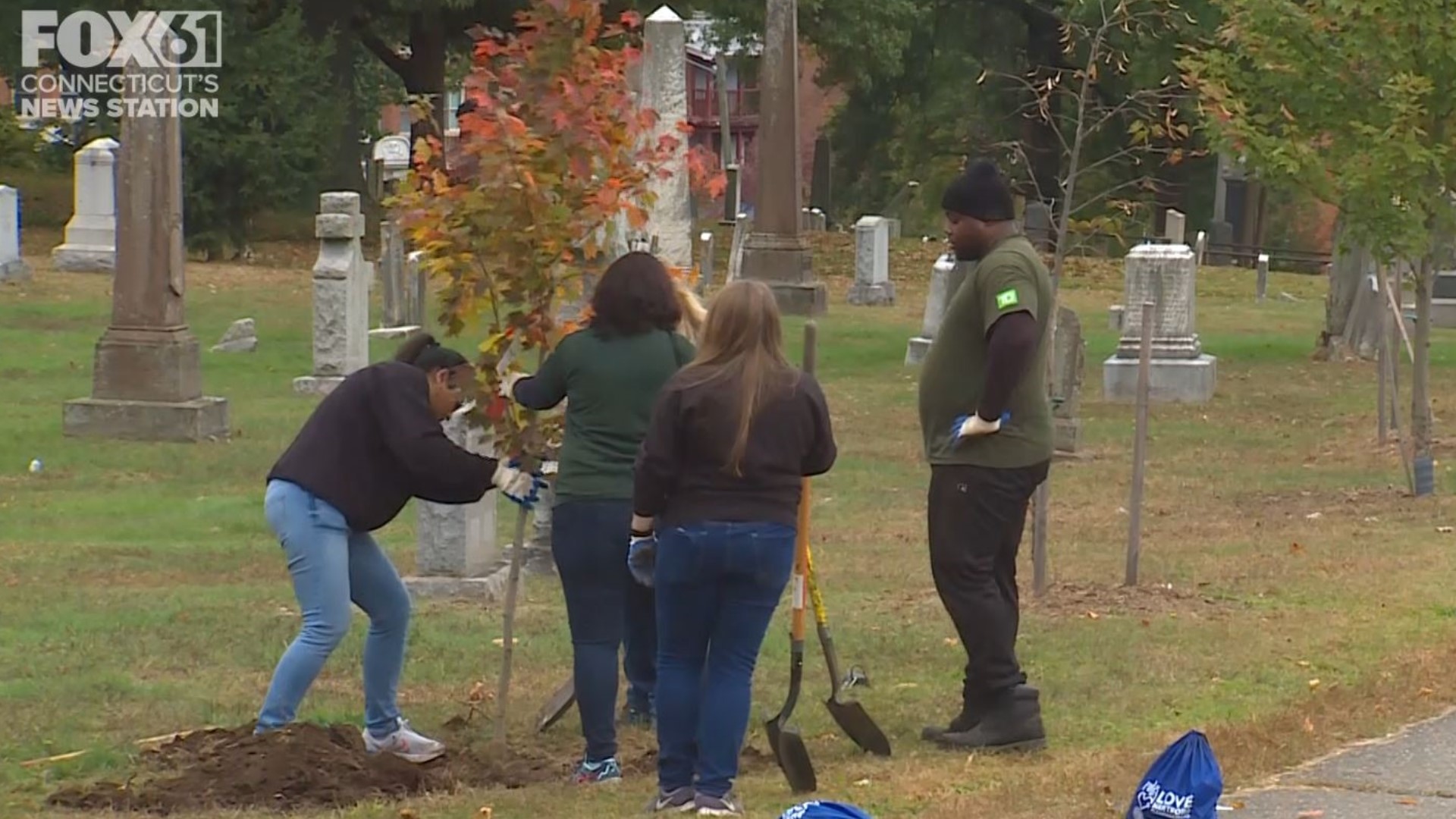 It is Love Hartford Week in the capital city and volunteers are stepping up at Zion Hill Cemetery to plant dozens of trees and shrubs.