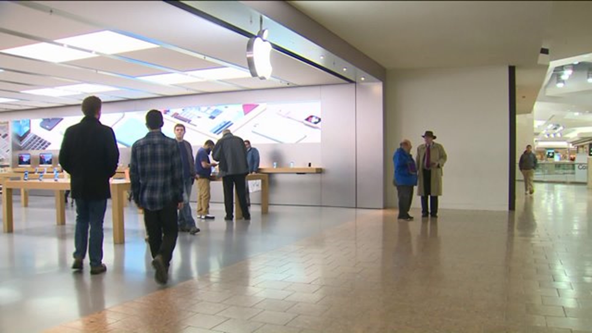 Protesting the FBI`s push against Apple at Westfarms Mall