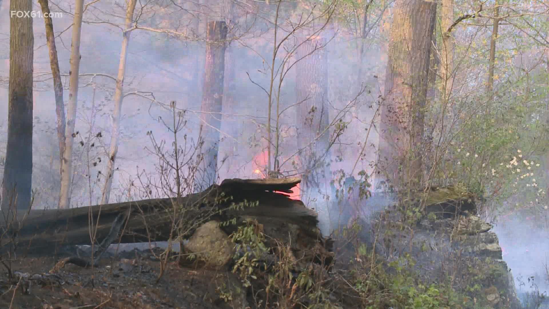 The fire was sparked by a downed power line