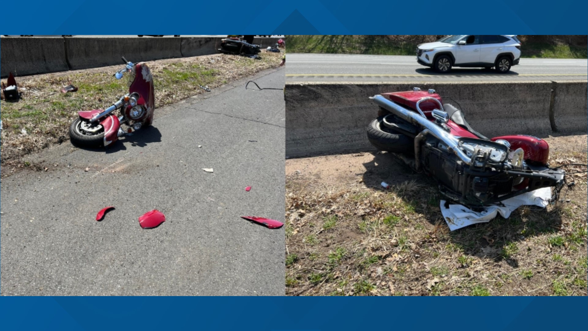 Motorcycle 'splitintwo' in crash on I84 in Connecticut