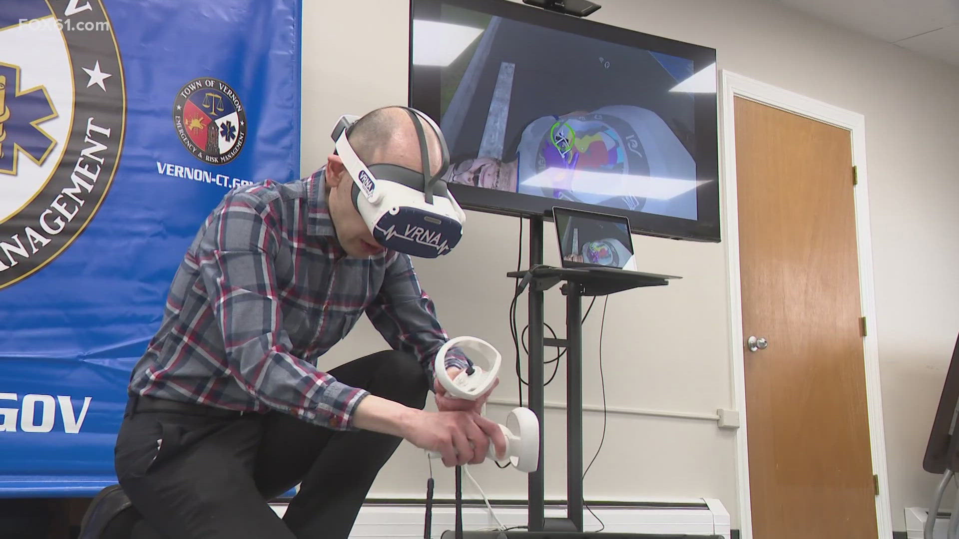 The system, created by nearby East Hartford-based VRSim, uses a virtual reality system to better train first responders for an array of medical incidents.