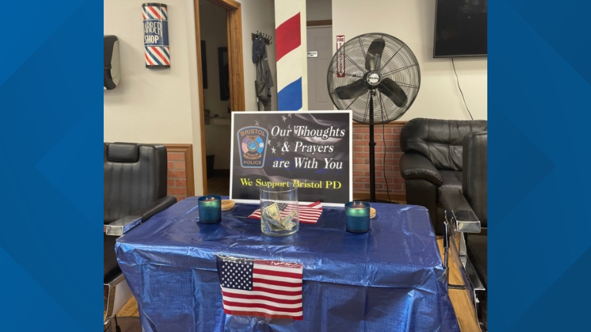 The barbers at New England Barber Company in Bristol wanted to pitch in, offering free haircuts to officers of the Bristol Police Department.