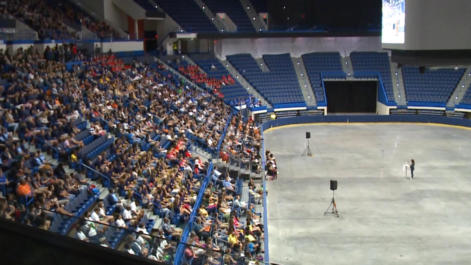 Hundreds of teachers from Hartford Public Schools filled the XL Center for this year’s convocation.