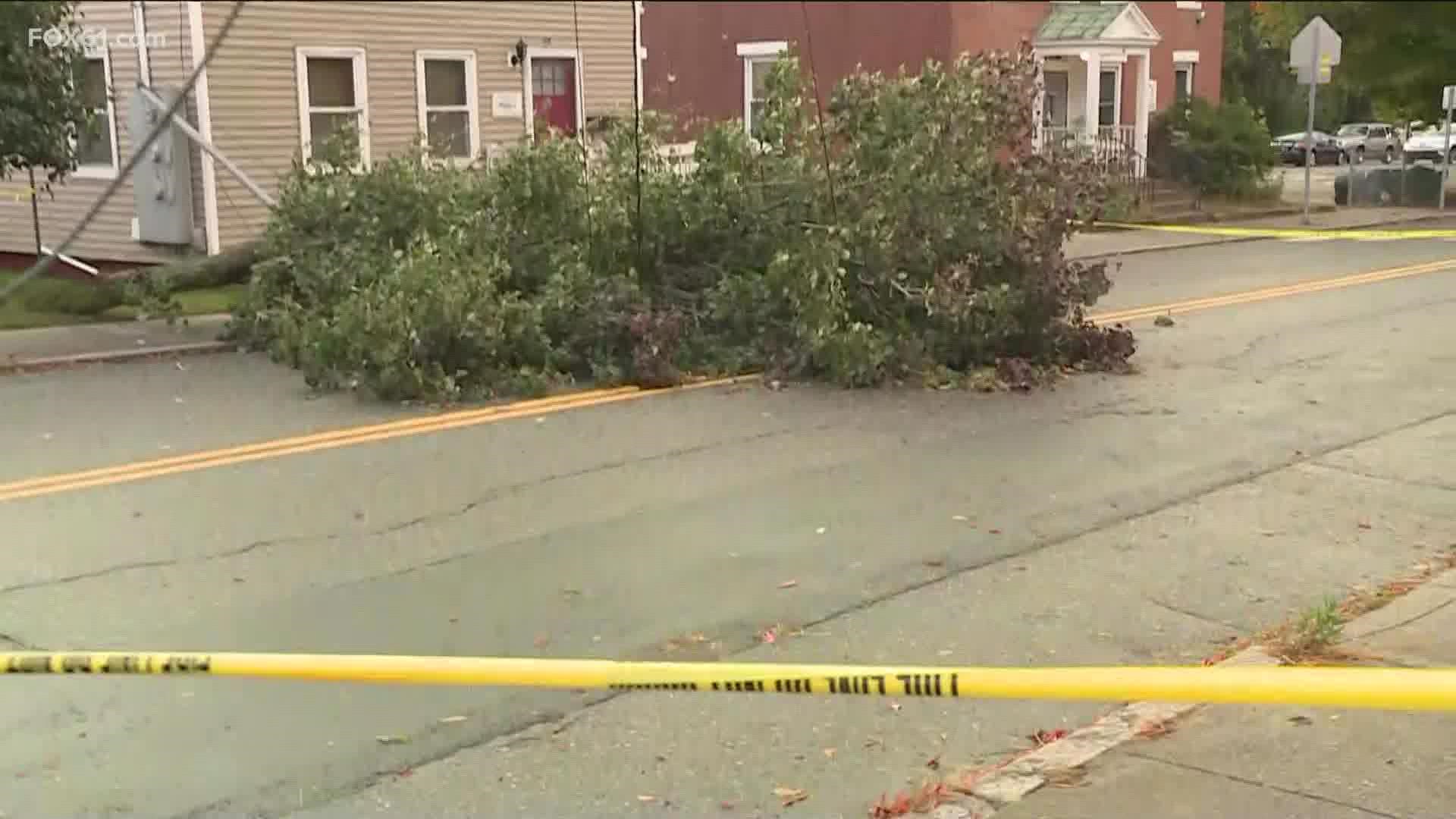 The storm is heading out Wednesday morning but it's leaving behind some damage in Connecticut.