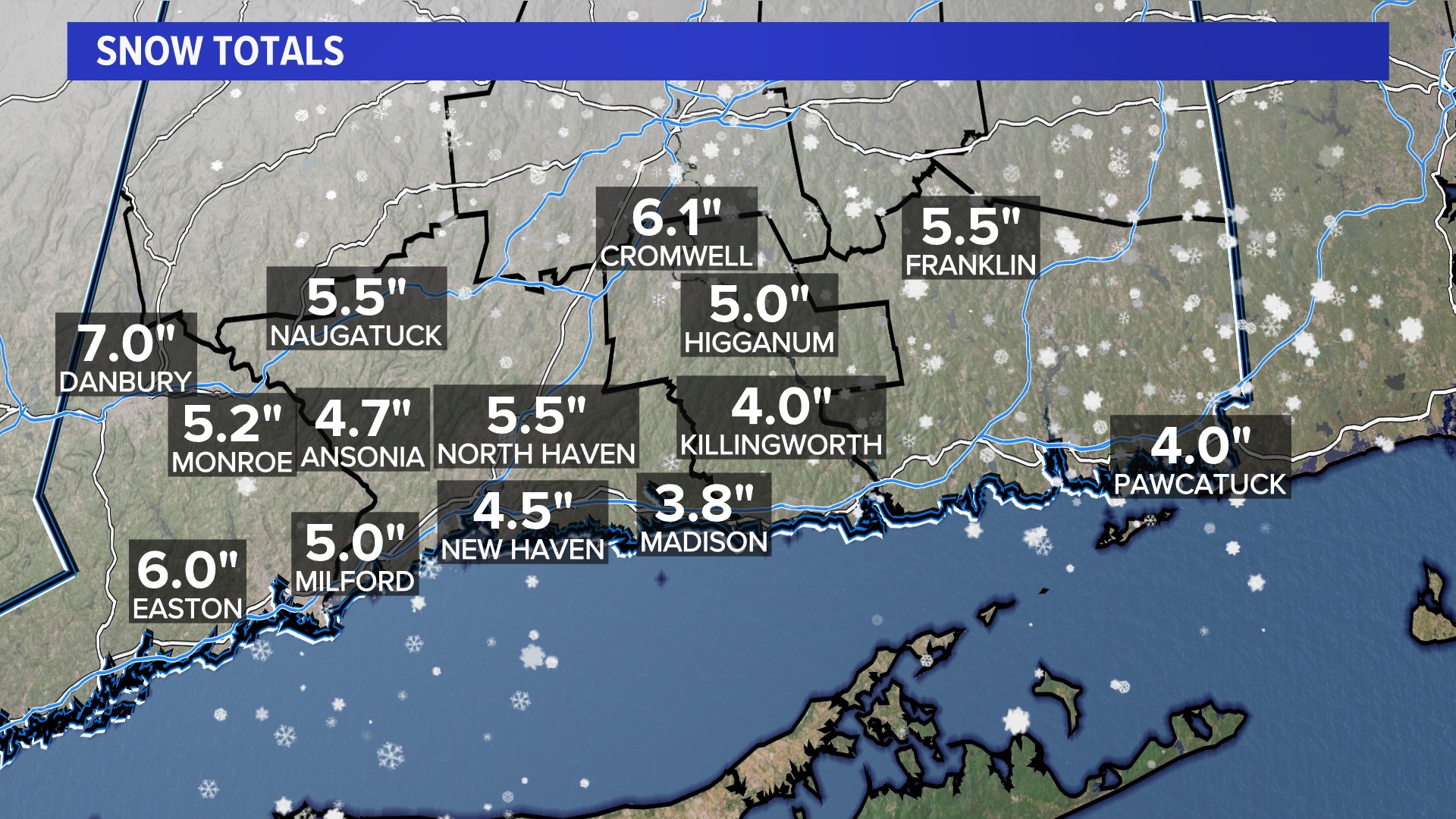 How much snow is Connecticut going to get?