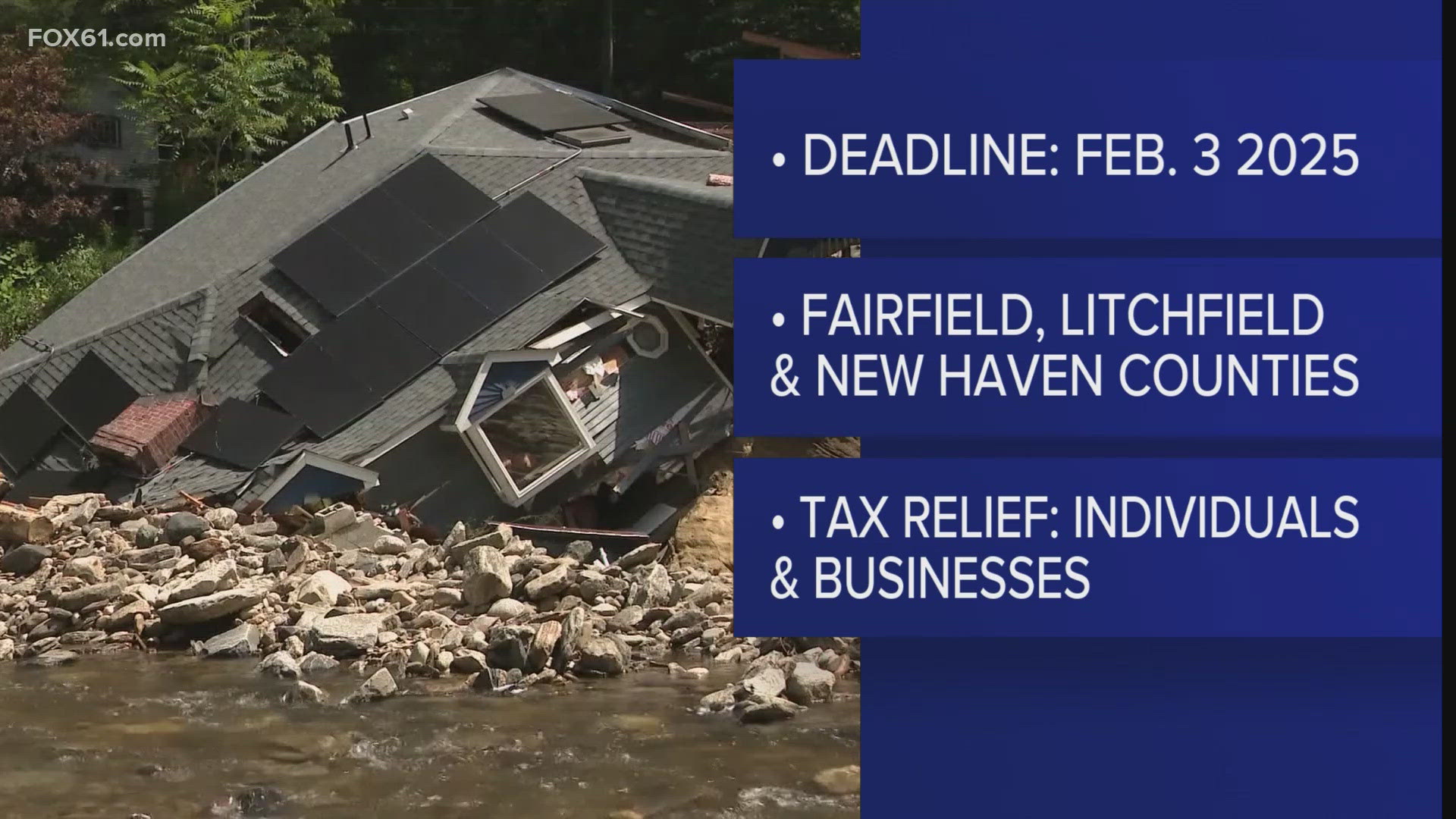 The IRS is giving tax relief to those impacted by last month's historic flooding in Connecticut and in New York.