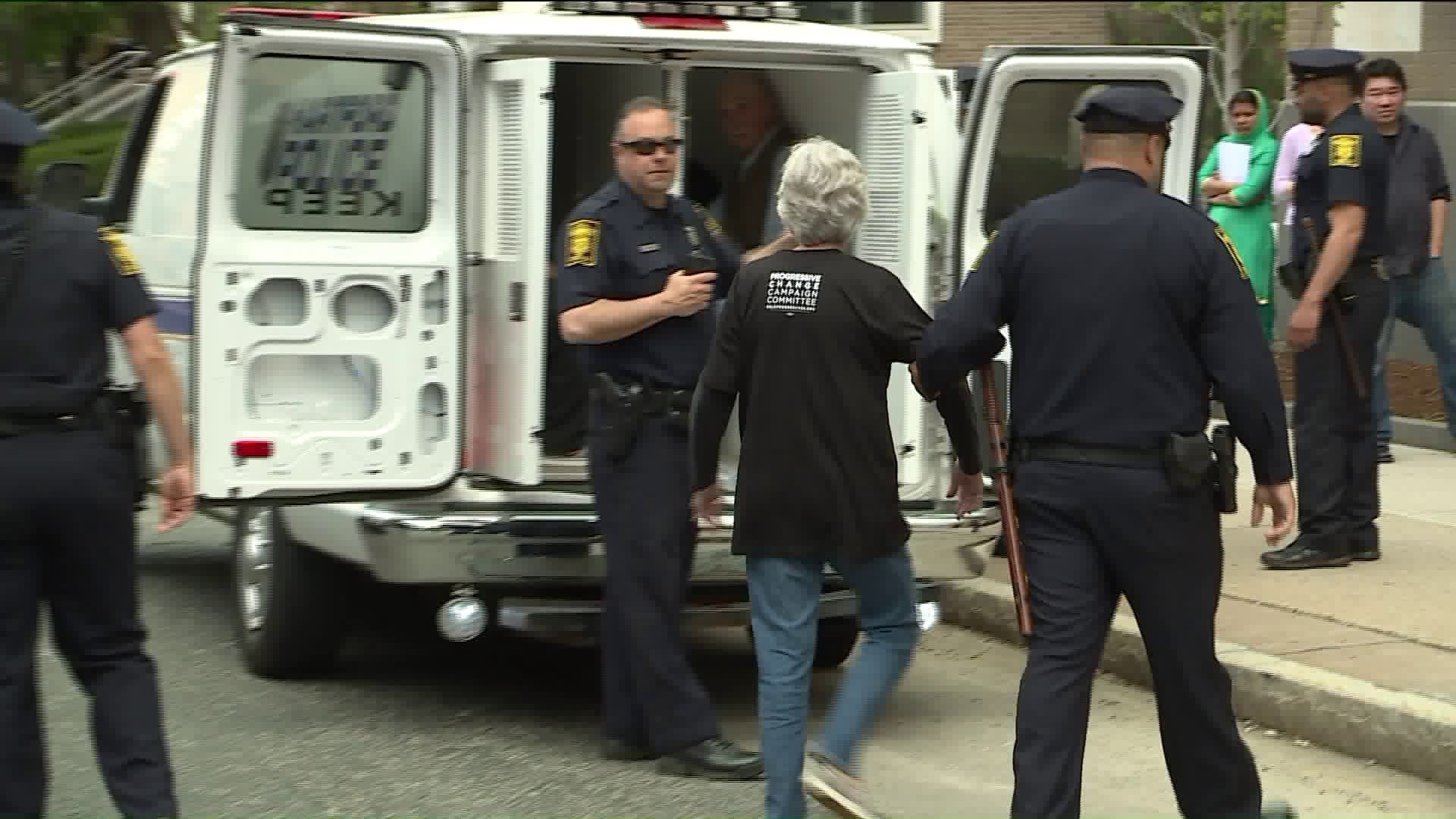 Protesters block entrance to federal building in Hartford; 19 arrested