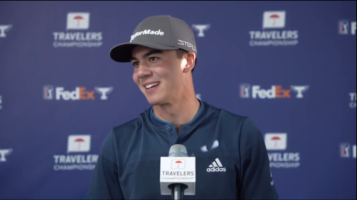 Amateur Michael Thorbjornsen reacts to 'Cinderalla' performance at Travelers | Full Interview