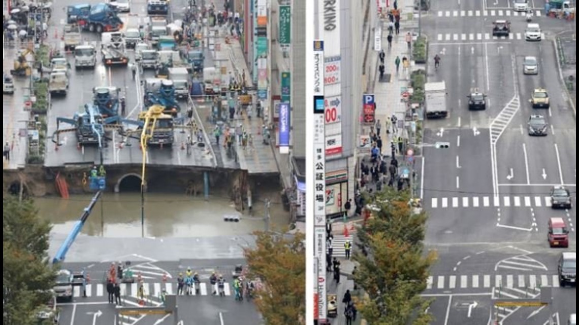 Japan's giant sinkhole is sinking again | fox61.com