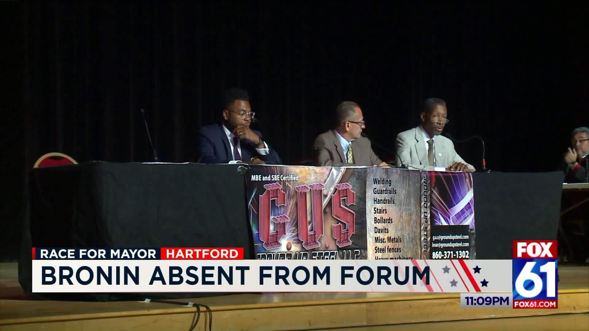 Bronin absent from mayoral forum