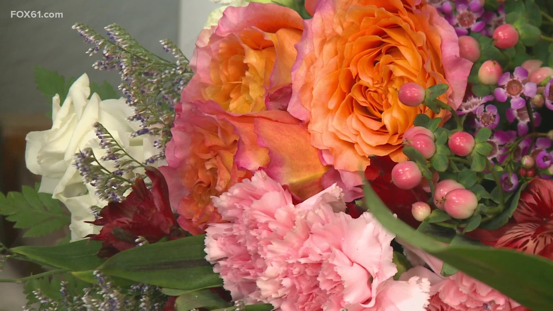 Vine & Ivy in Suffield takes hundreds of flowers shipped in from overseas,  then arranges them by hand, and drives them to homes across Hartford County.