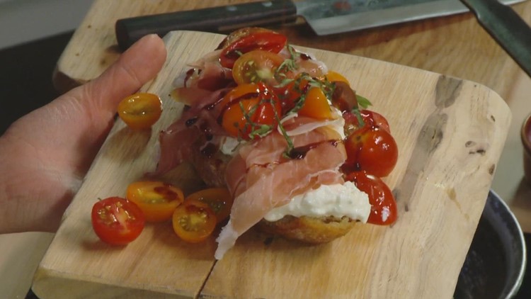 Bruschetta, roasted Brussels sprouts pancetta recipes from Park Road Pasta Kitchen