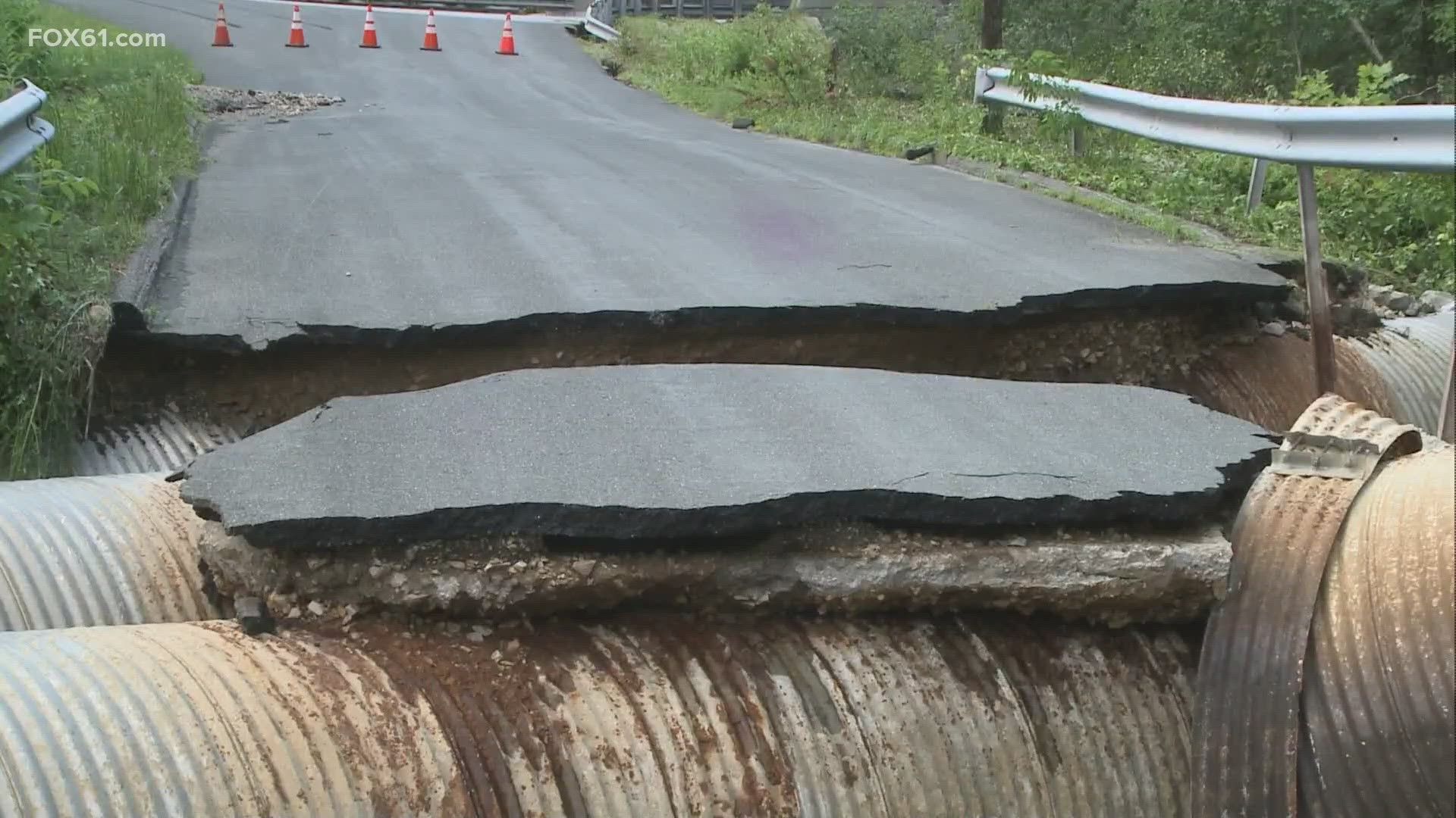 The town of Norfolk continues to be under an emergency declaration tonight after heavy rains swept away numerous roads in the area.