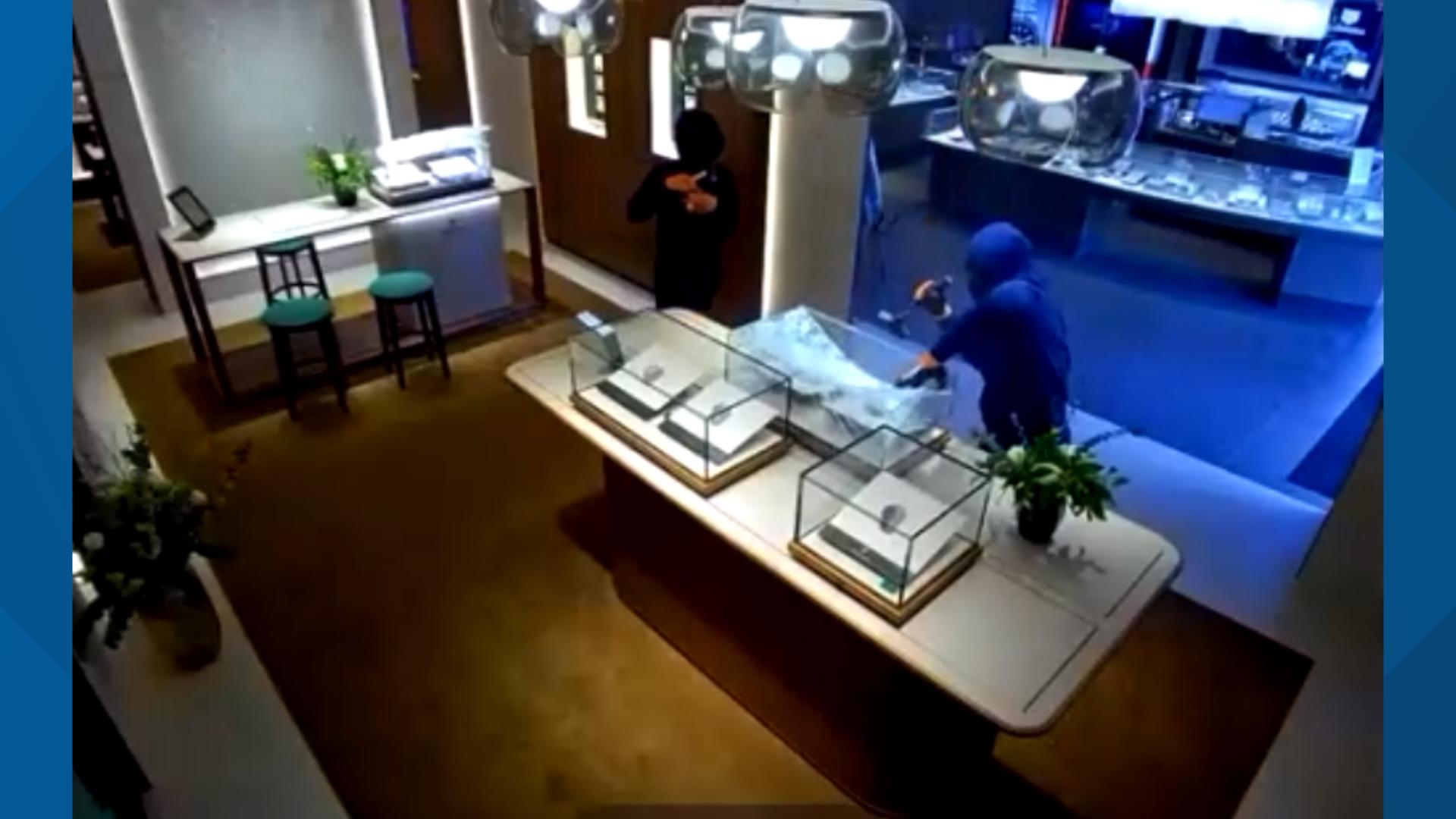 Two suspects burglarized the Lux, Bond & Green jewelry store in Westport on Thursday. The employees hid in the back. Credit: Lux, Bond & Green and the Westport PD.