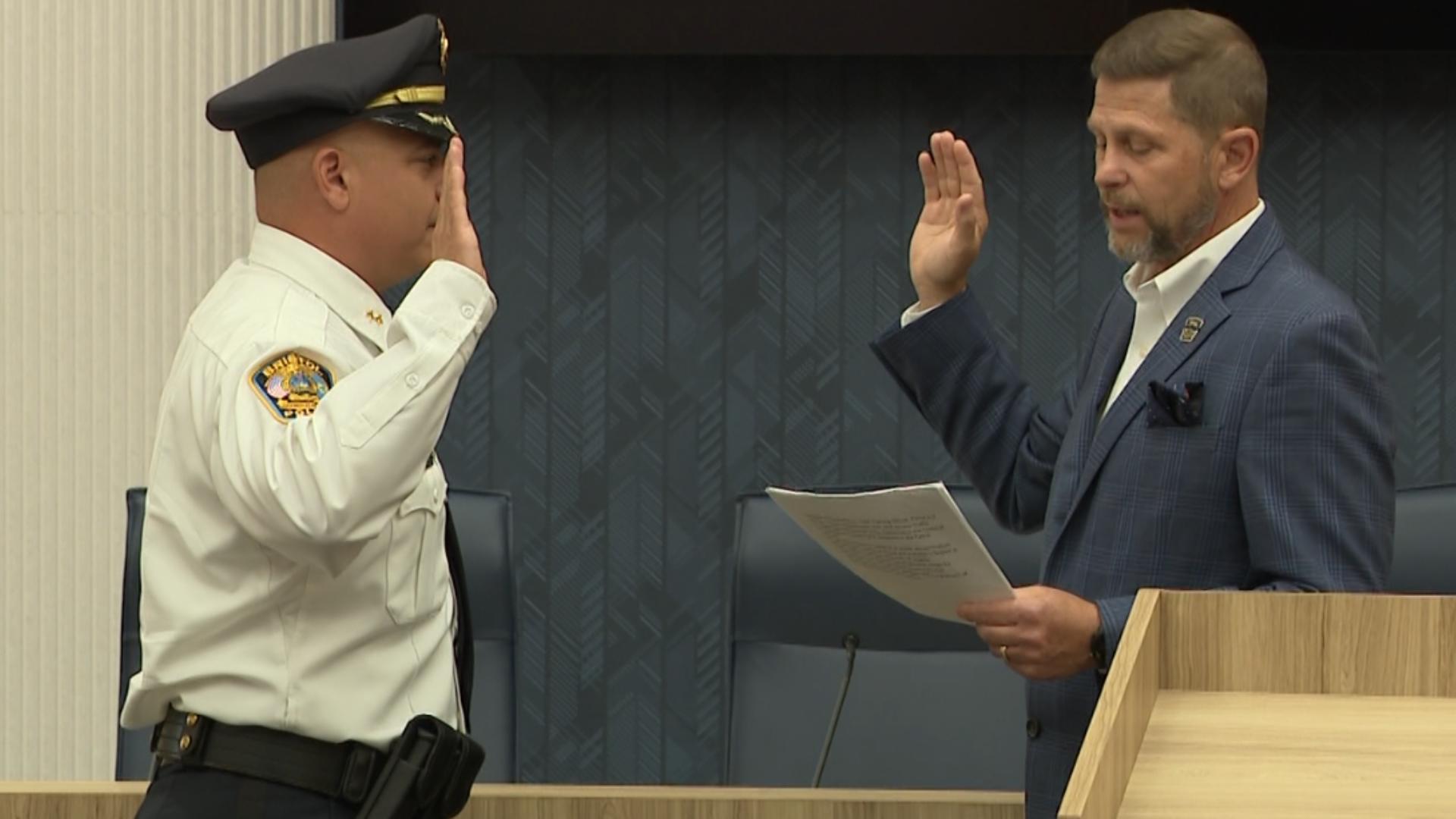 Mark Morello, who has been acting as the city's interim police chief, was officially sworn in Wednesday morning.