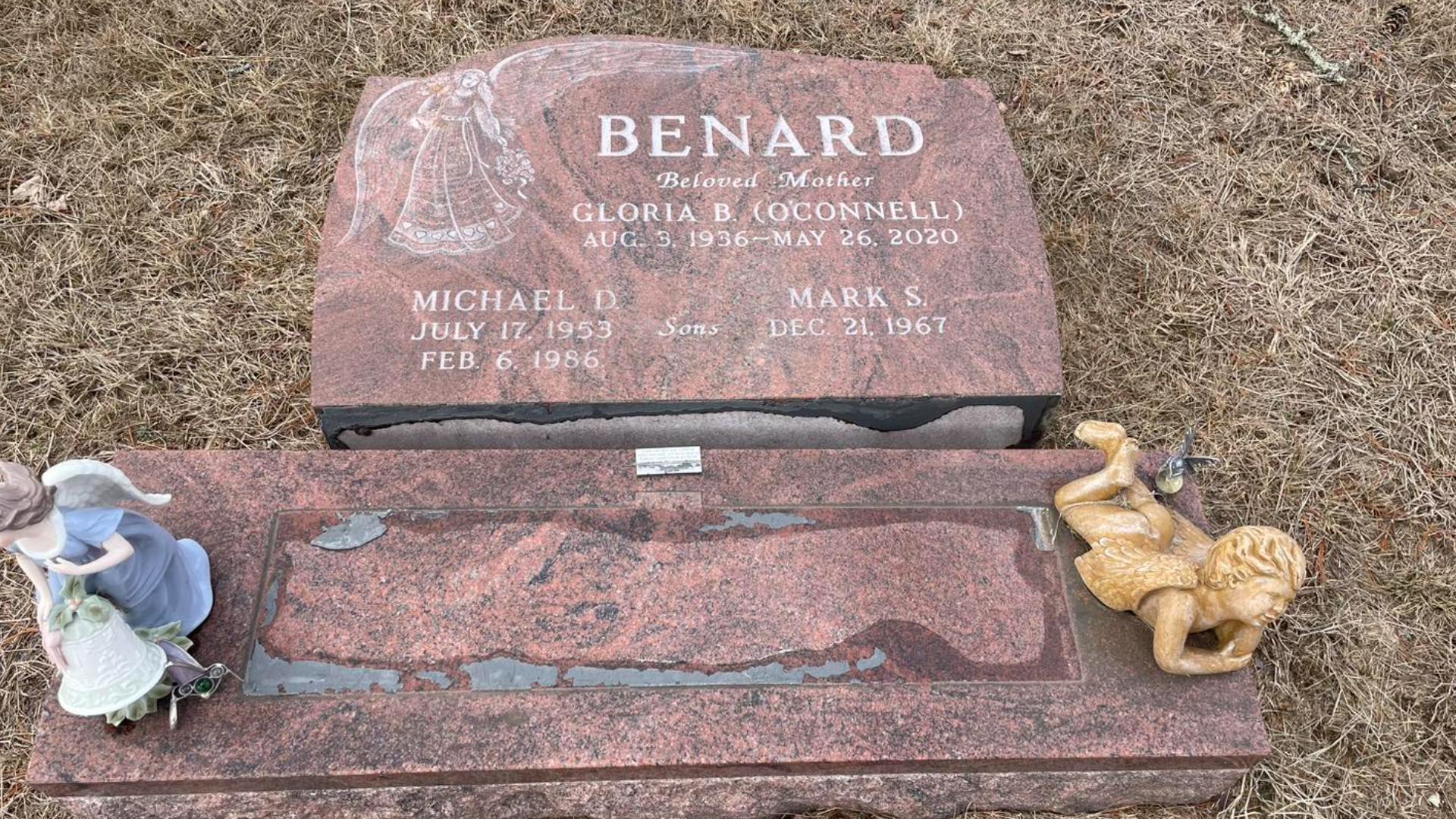 The Benard family told police they 'would like the gravestone back.'