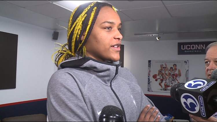 UConn's Aaliyah Edwards reacts to win over Vermont | Full Interview