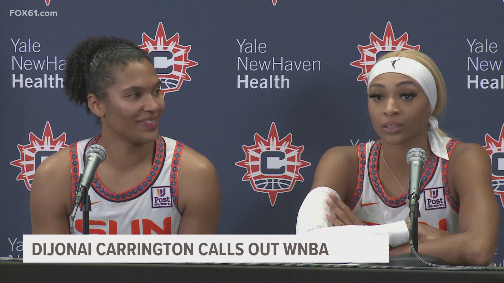 Connecticut Sun's DiJonai Carrington took issue with the lack of publicity for the first-ever WNBA game at TD Garden.