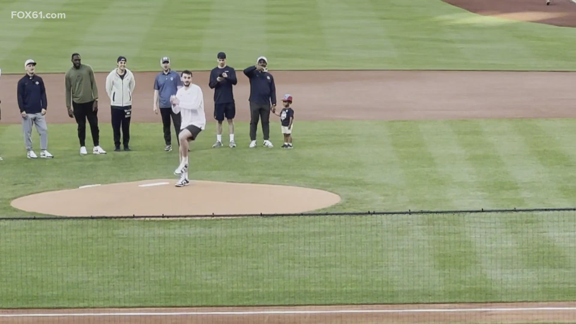 The back-to-back national champion threw a perfect pitch at Fenway Park.