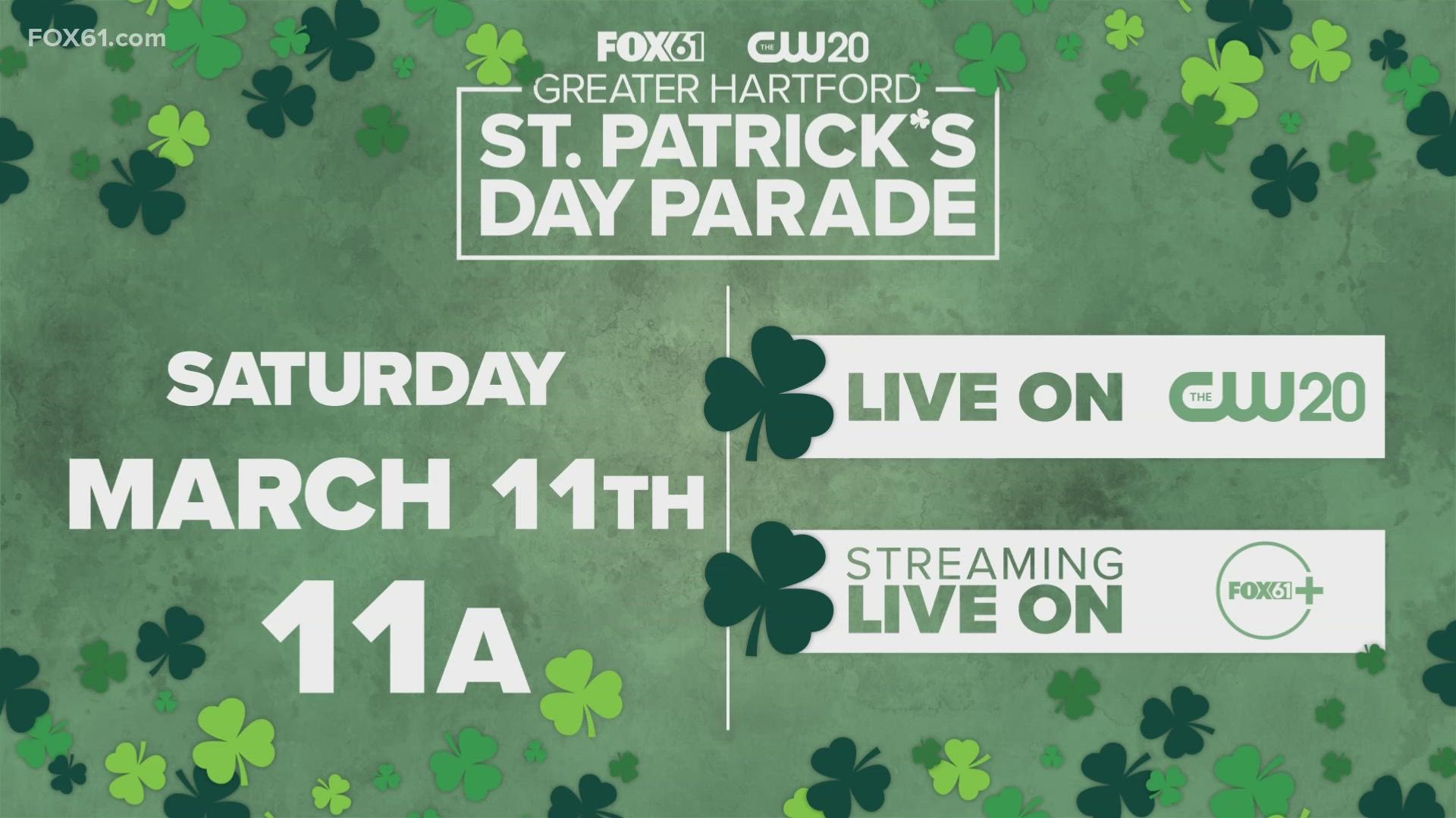 The St. Patrick's Day parade will take place in Hartford on March 11 at 11 a.m.