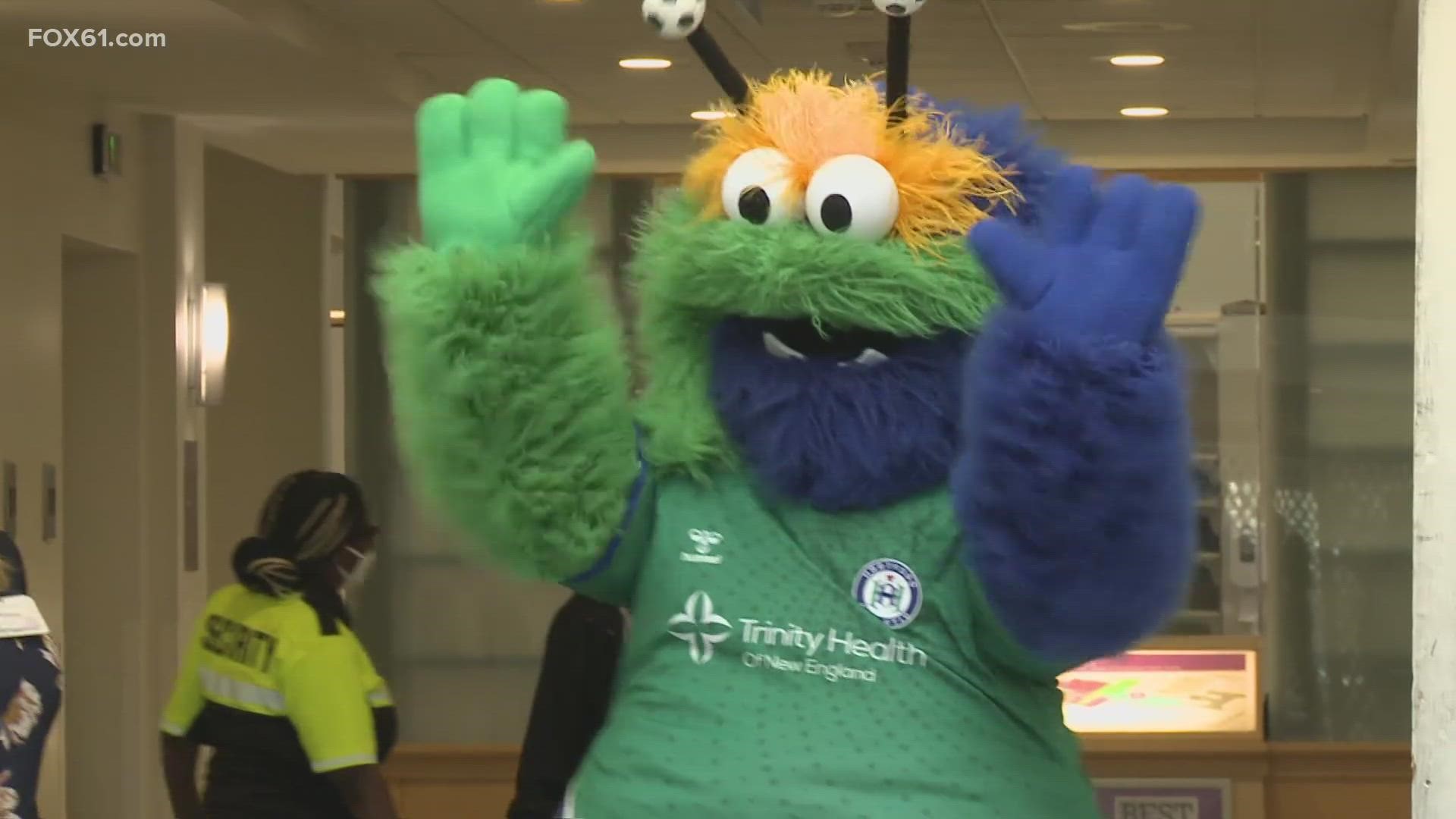 The Hartford Athletic's first game is in late March under new Head Coach Tab Ramos. Dillon is the club's first mascot.