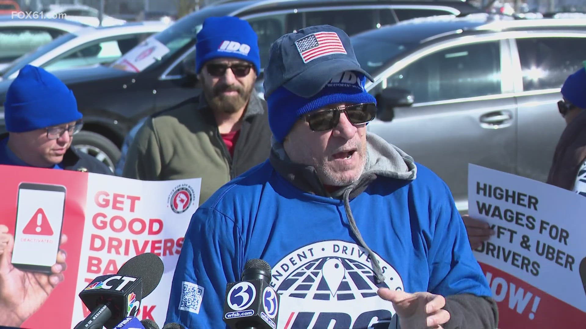 Connecticut rideshare drivers got out of their vehicles and into the streets for a one-day strike to demand better pay and treatment.