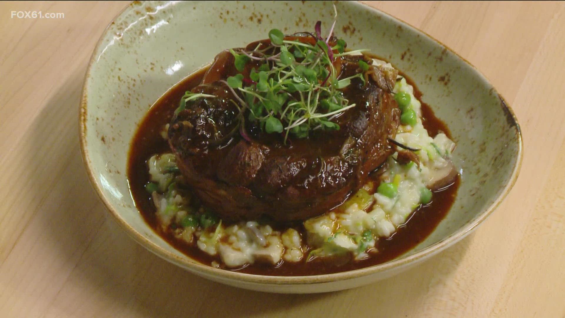 Executive chef Tommy Crawford makes some  veal ossobuco with risotto.