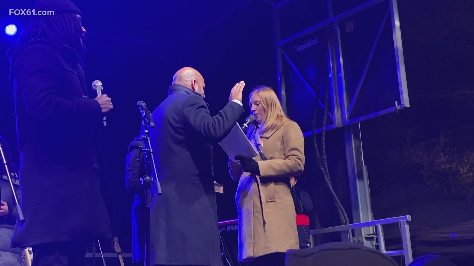 Moments after city residents rang in 2024 at First Night Hartford, Arunan Arulampalam was sworn in as the capital city's newest mayor.