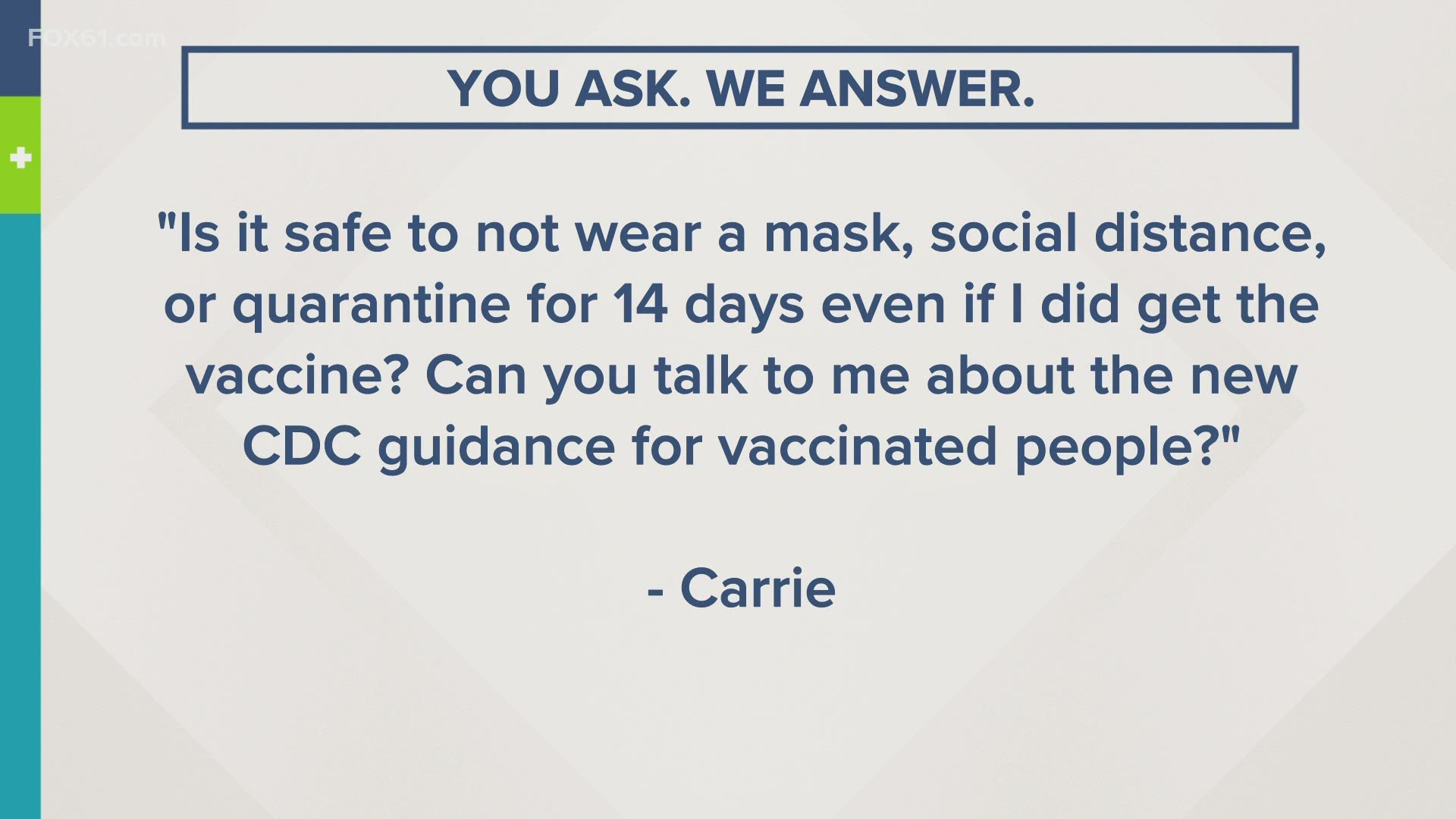 Can you talk to me about the new CDC guidance for vaccinated people?