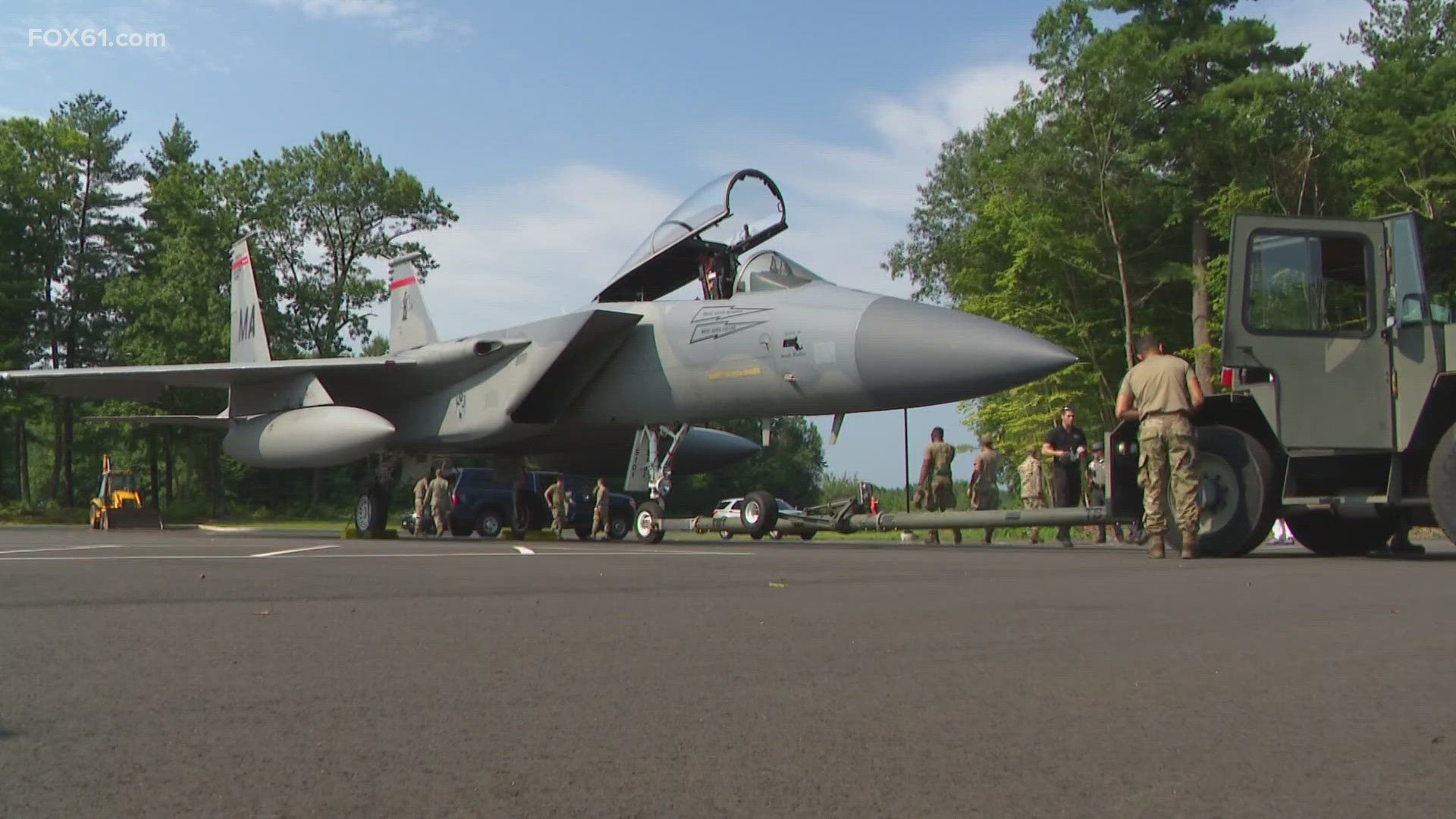On Thursday, an F–15C Eagle Fighter Jet was delivered from the Connecticut Air National Guard Base at Bradley Airport to the museum.