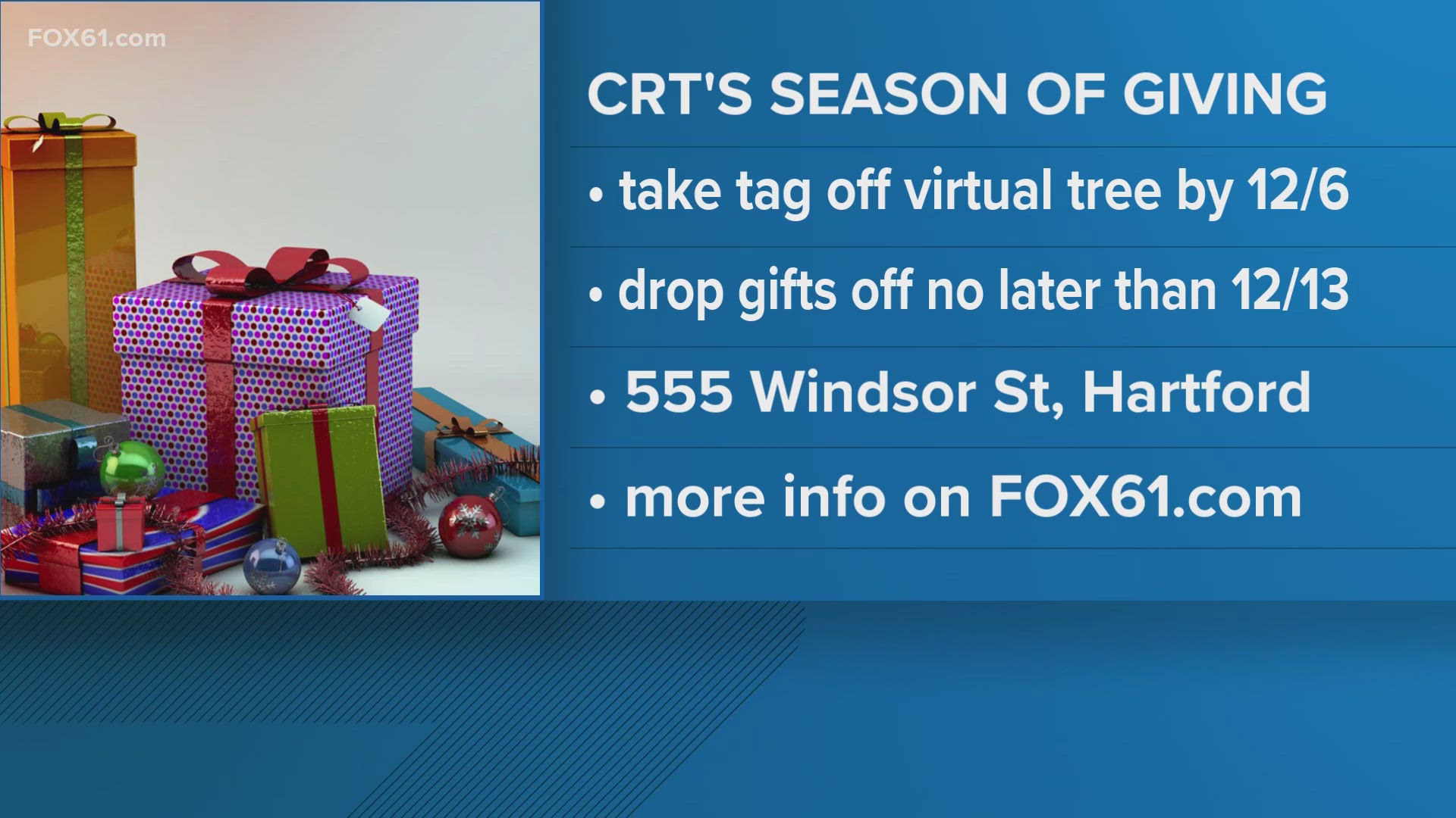 The Community Renewal Team is seeking volunteer shoppers to get gifts for kids experiencing housing challenges this holiday.