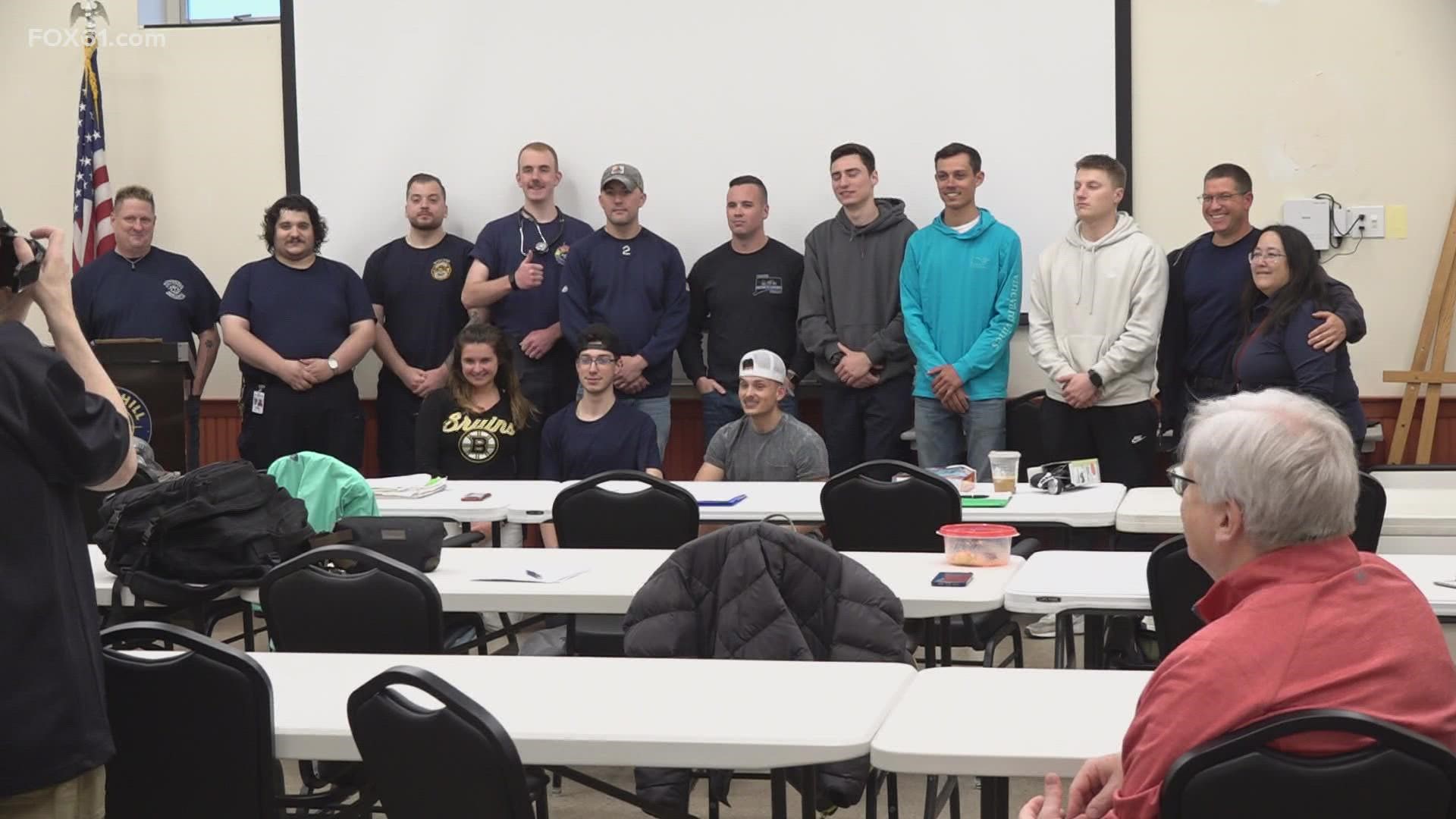 12 people received their EMT certifications Wednesday as the volunteer ambulance service industry faces staffing shortages, impacting surrounding agencies.