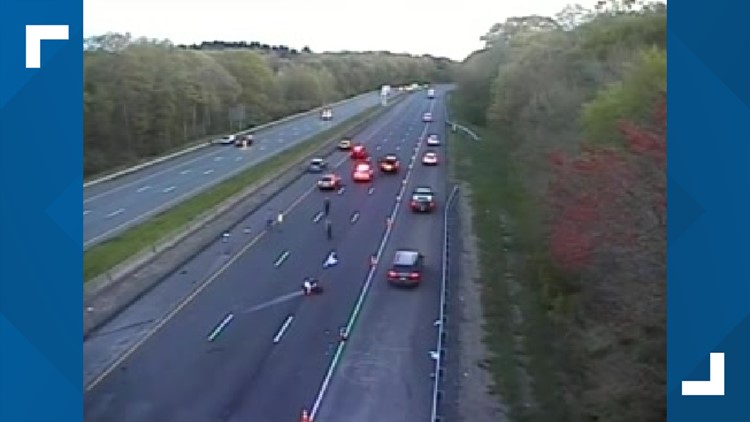 Person hospitalized after motorcycle crash on I-84 in Tolland