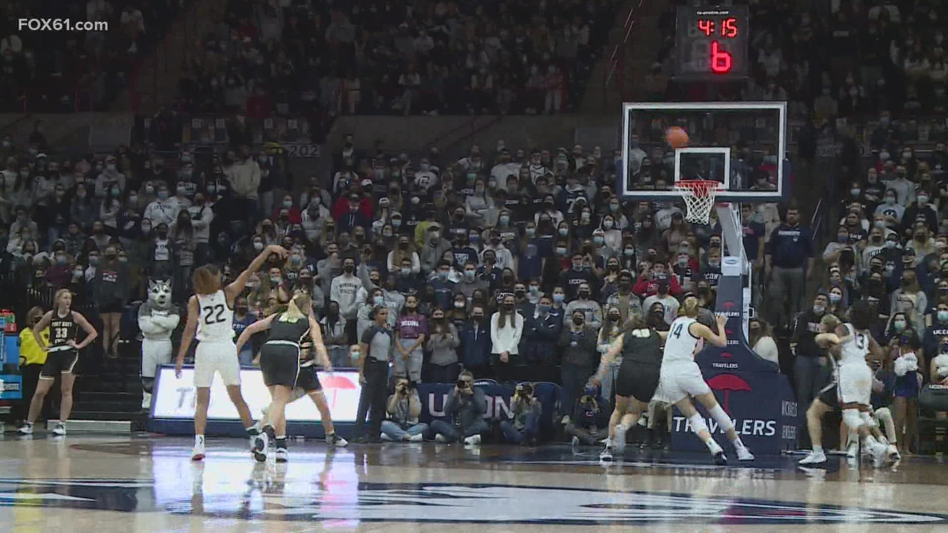 UConn women's basketball back in action after COVID hiatus.