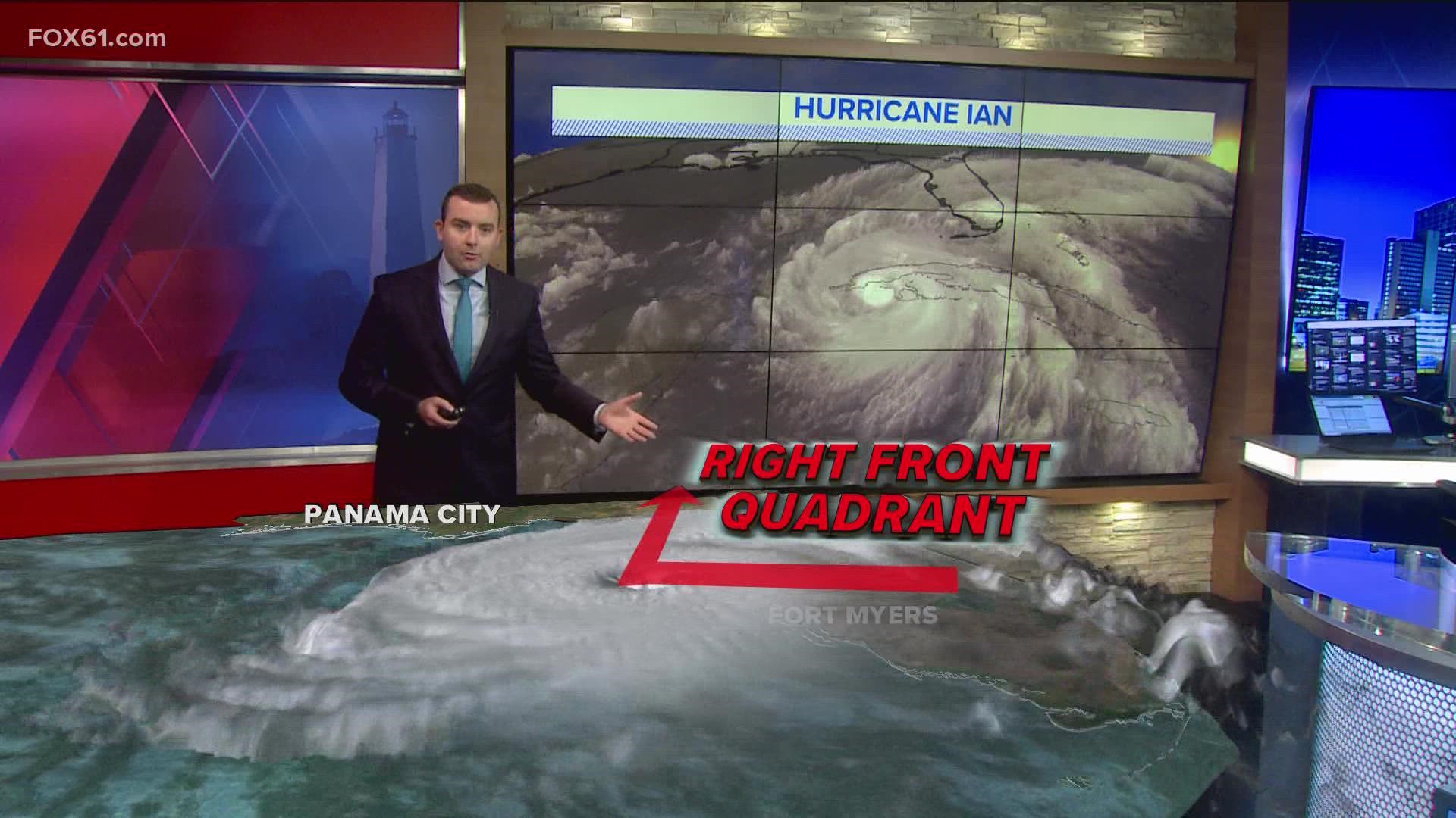 Meteorologist Ryan Breton explains the right front quadrant of hurricanes, and how they can contain the worst conditions.