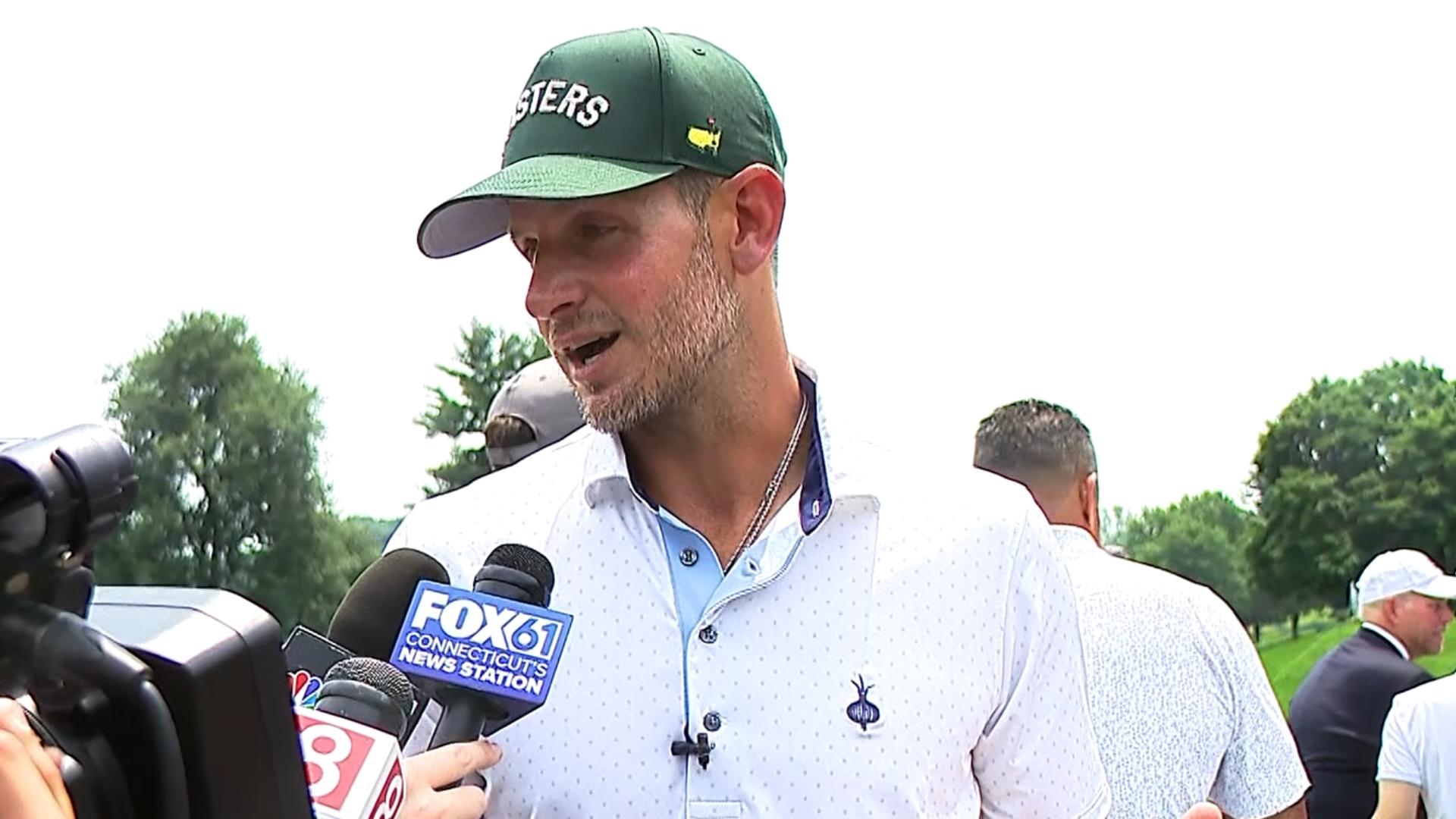 Former NFL, UConn quarterback Dan Orlovsky participated in the Travelers Celebrity Pro-Am Day on Wednesday at TPC River Highlands in Cromwell.