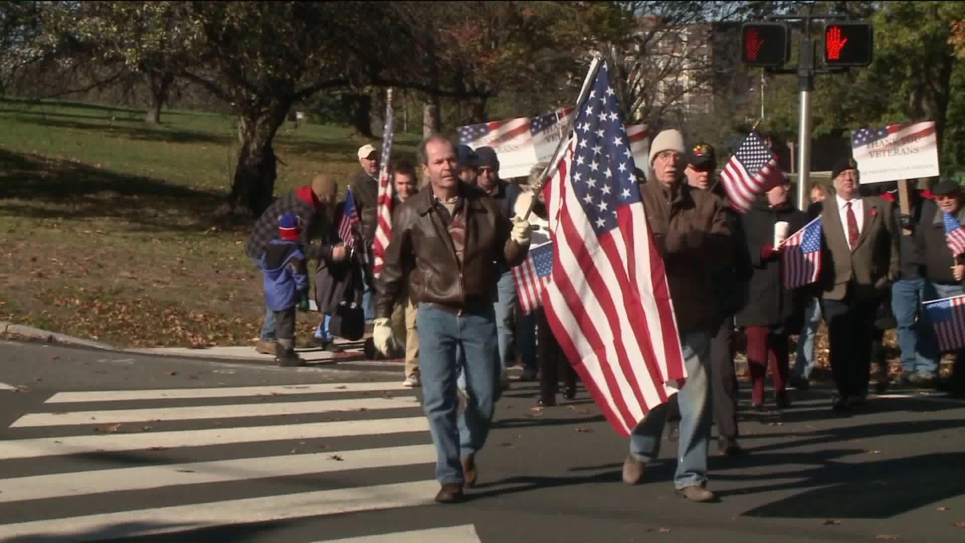 Veterans march in unofficial Veterans parade in Hartford