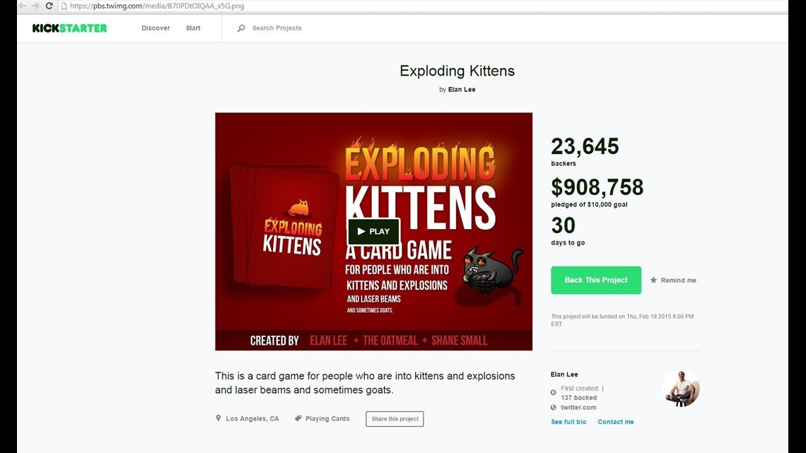 Exploding Kittens sets fire to Kickstarter